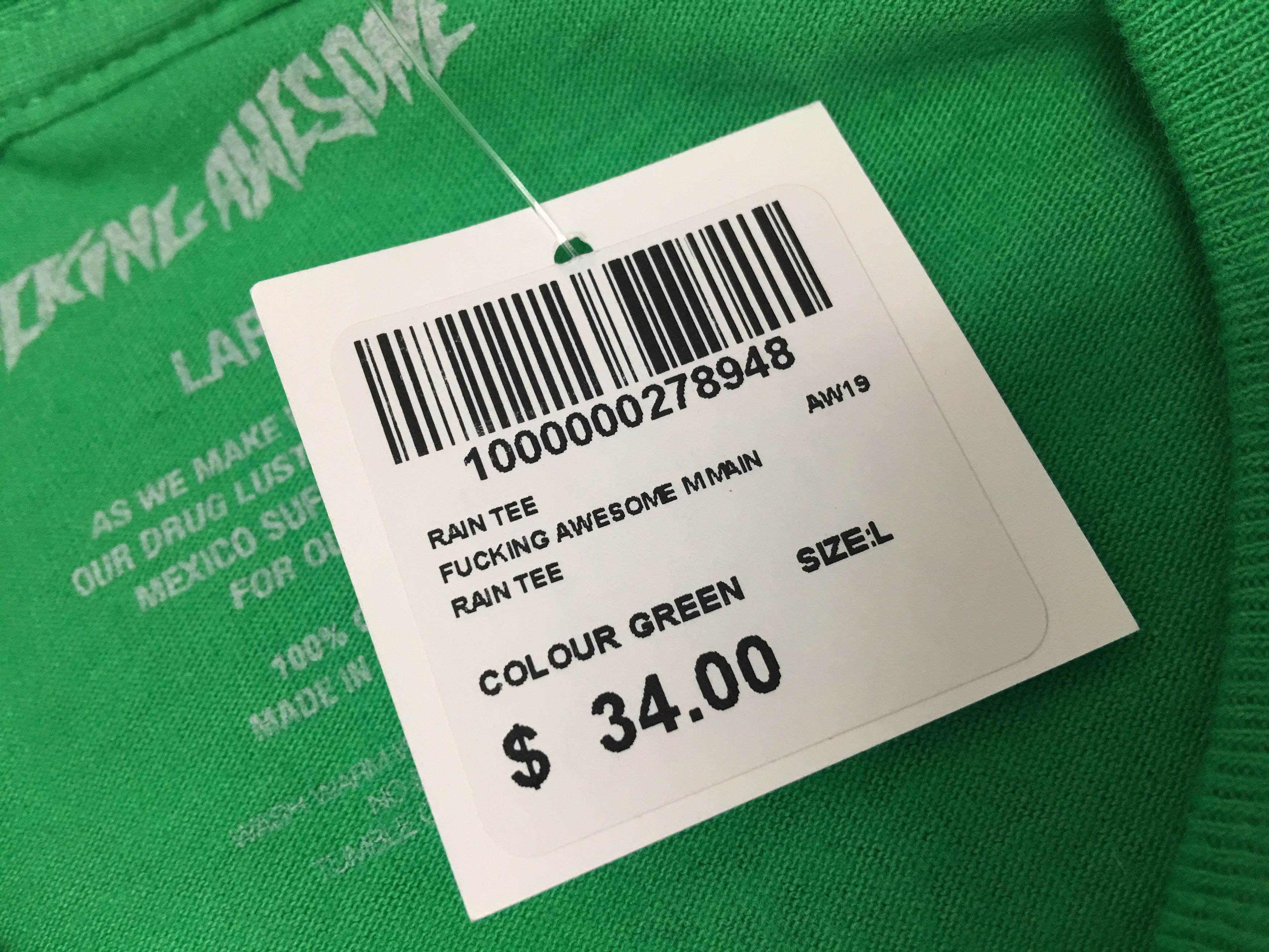 Fucking Awesome Fucking Awesome FA Rain Tee Green Large Size US L / EU 52-54 / 3 - 9 Thumbnail
