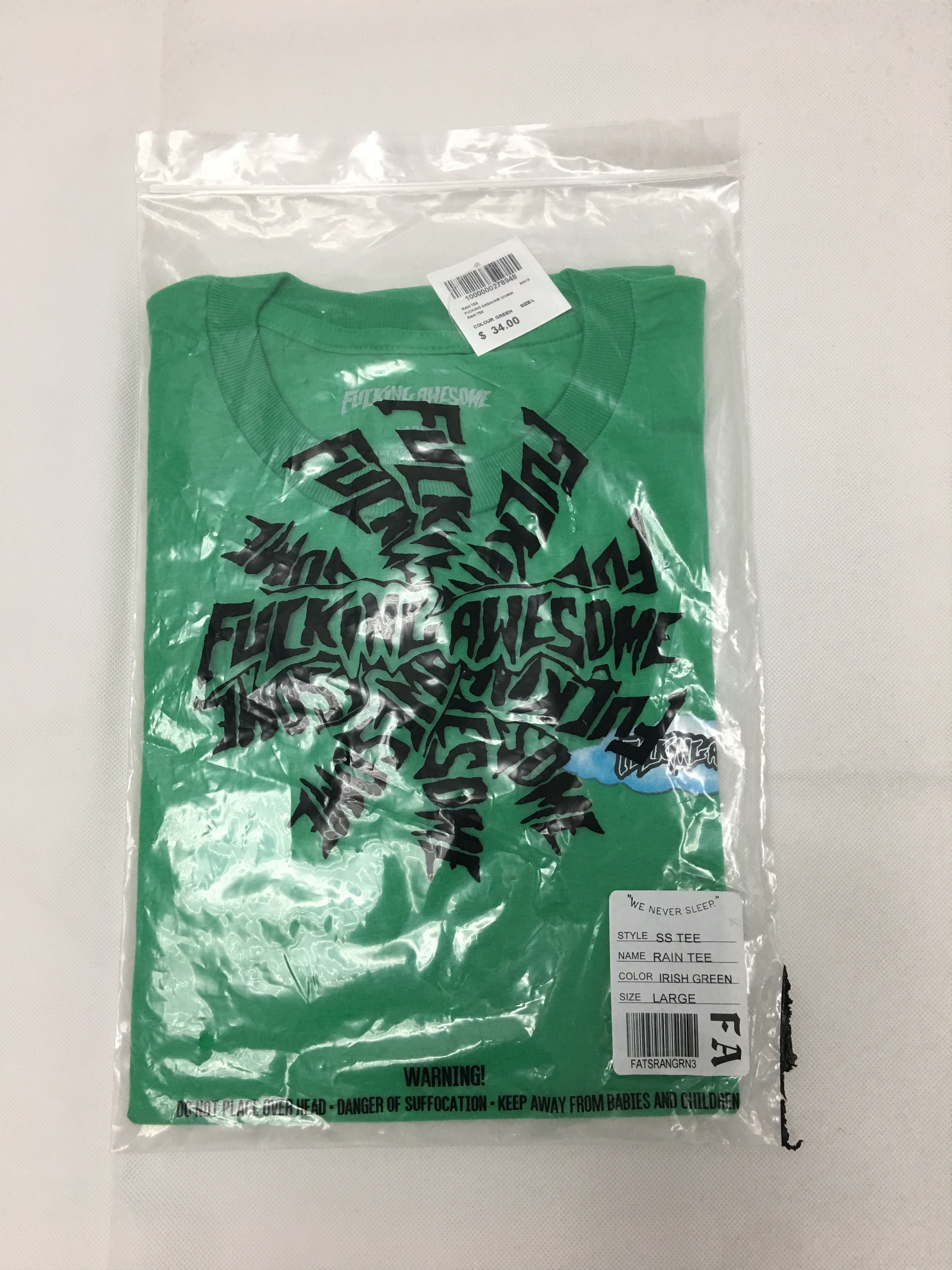 Fucking Awesome Fucking Awesome FA Rain Tee Green Large Size US L / EU 52-54 / 3 - 10 Thumbnail