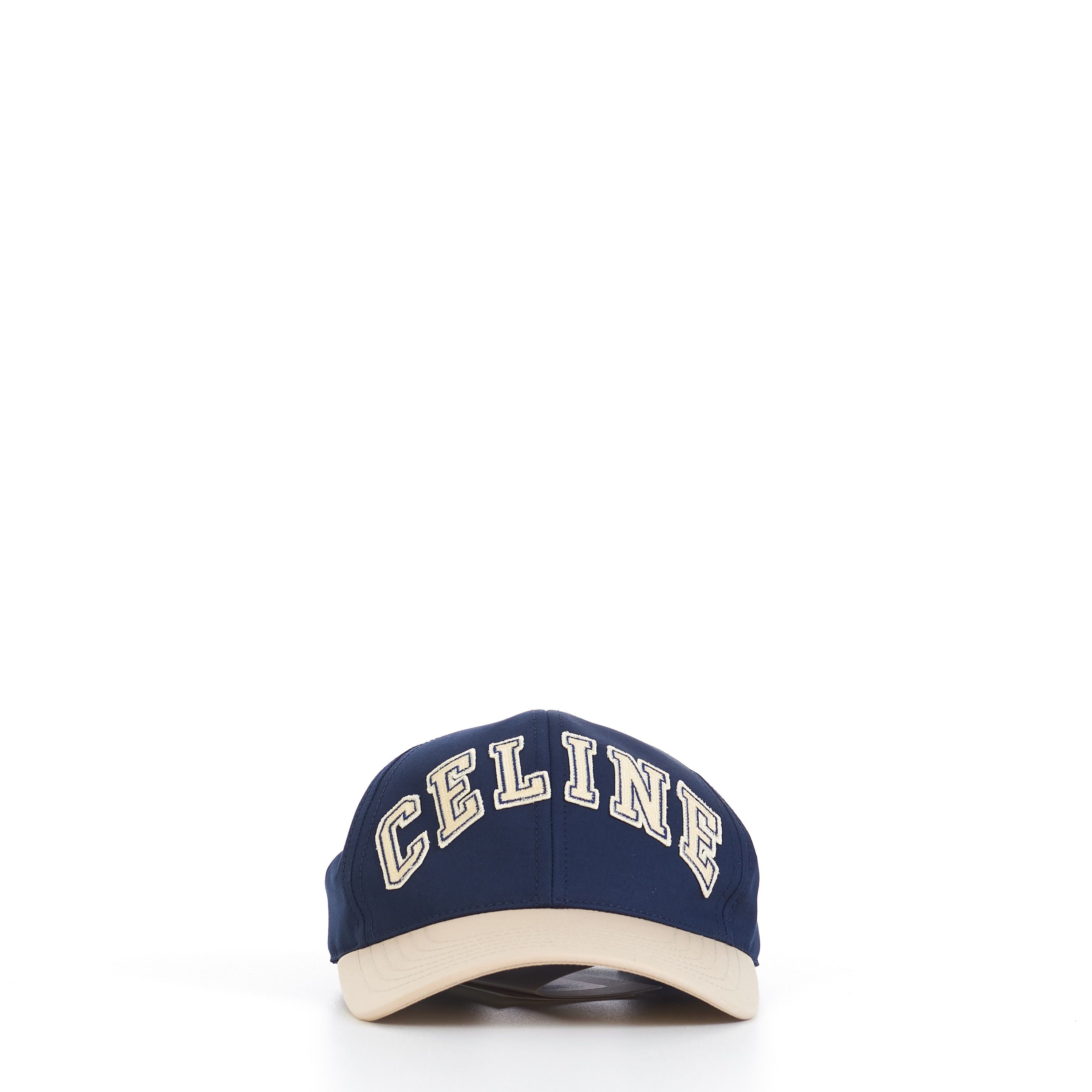 Pre-owned Celine Baseball Cap - College Patch In Navy/cream