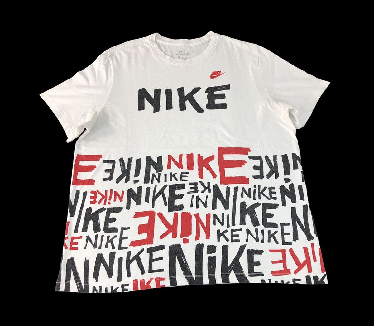 image of Hype The Nike Tee Swoosh Spell Out Printed Tee T-Shirt in White, Men's (Size 2XL)