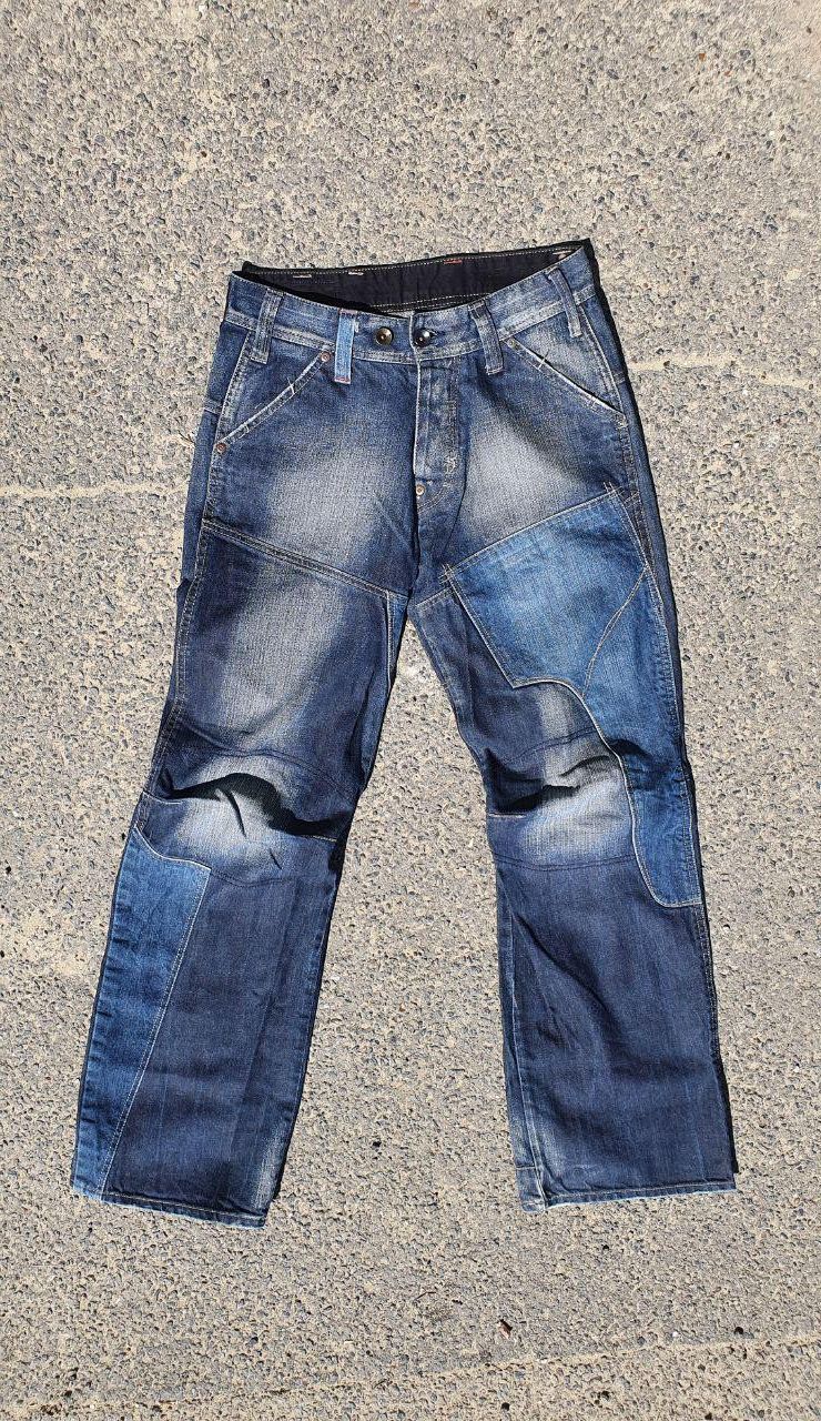 G-Star × Japanese Brand × Vintage Rare G Star Denim Patchwork Biker Knee Jeans Size US 31 - 10 Thumbnail