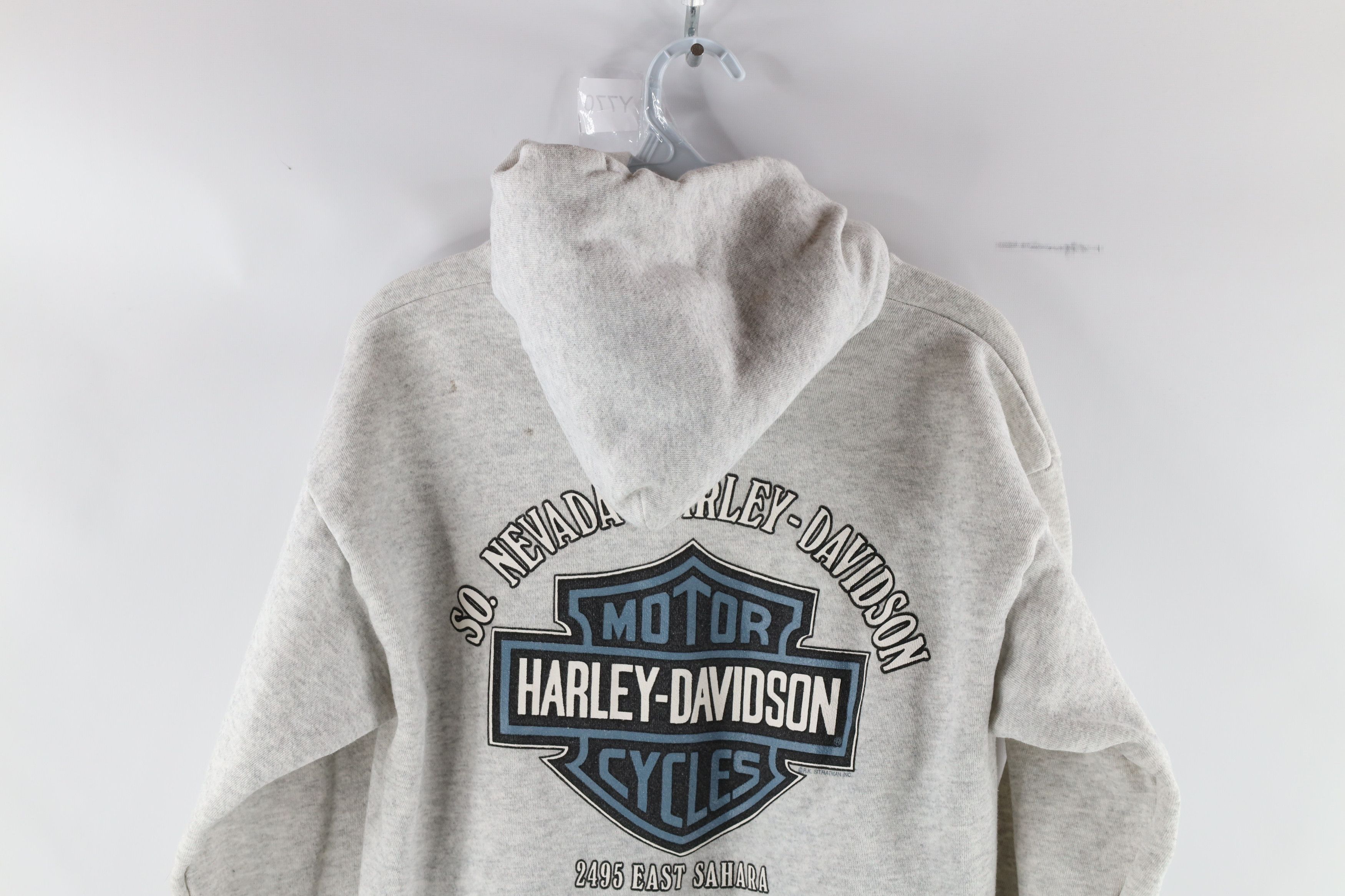Harley Davidson × Vintage Vintage 90s Harley Davidson Hoodie Sweatshirt Heather Gray Size US M / EU 48-50 / 2 - 9 Thumbnail