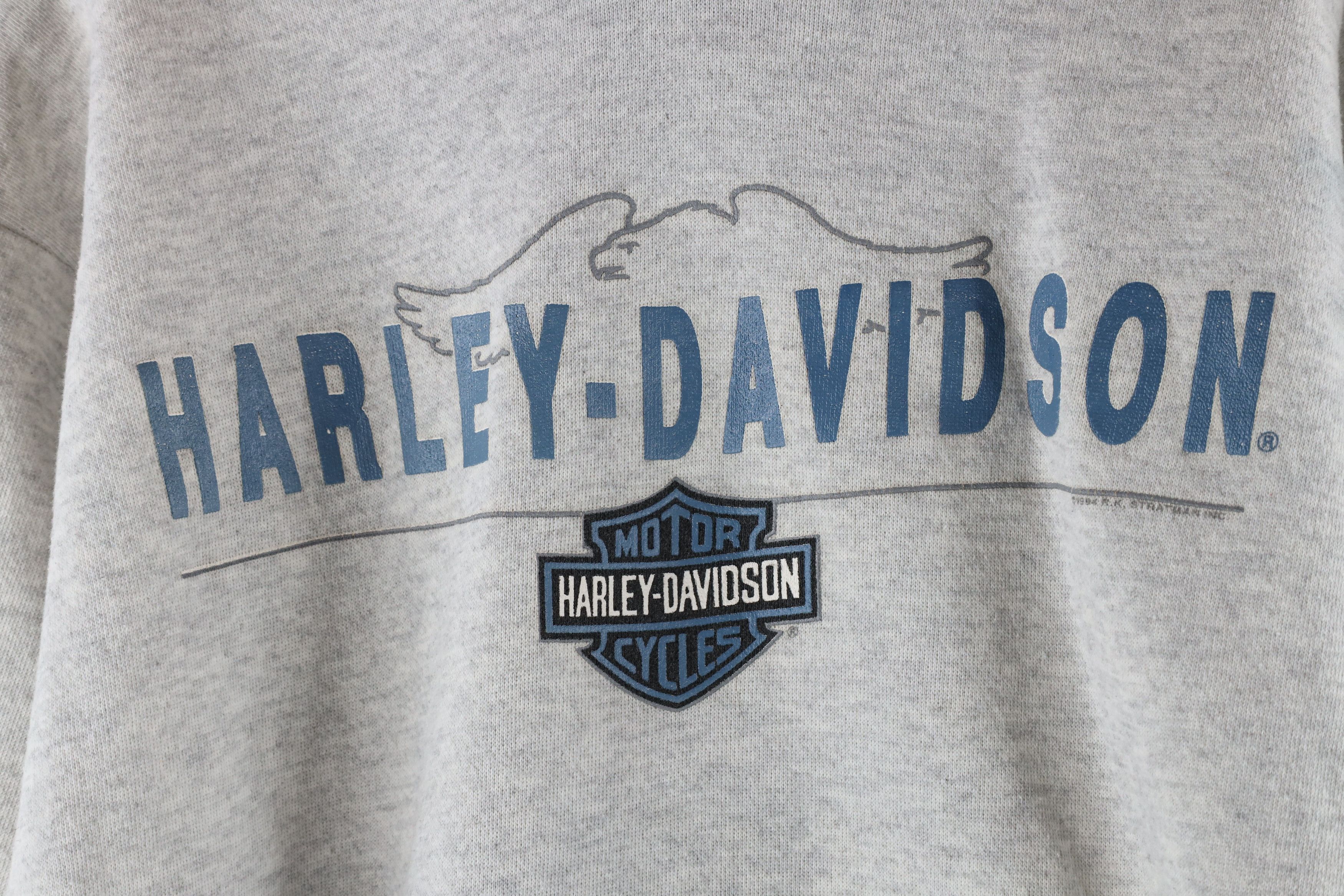 Harley Davidson × Vintage Vintage 90s Harley Davidson Hoodie Sweatshirt Heather Gray Size US M / EU 48-50 / 2 - 4 Thumbnail
