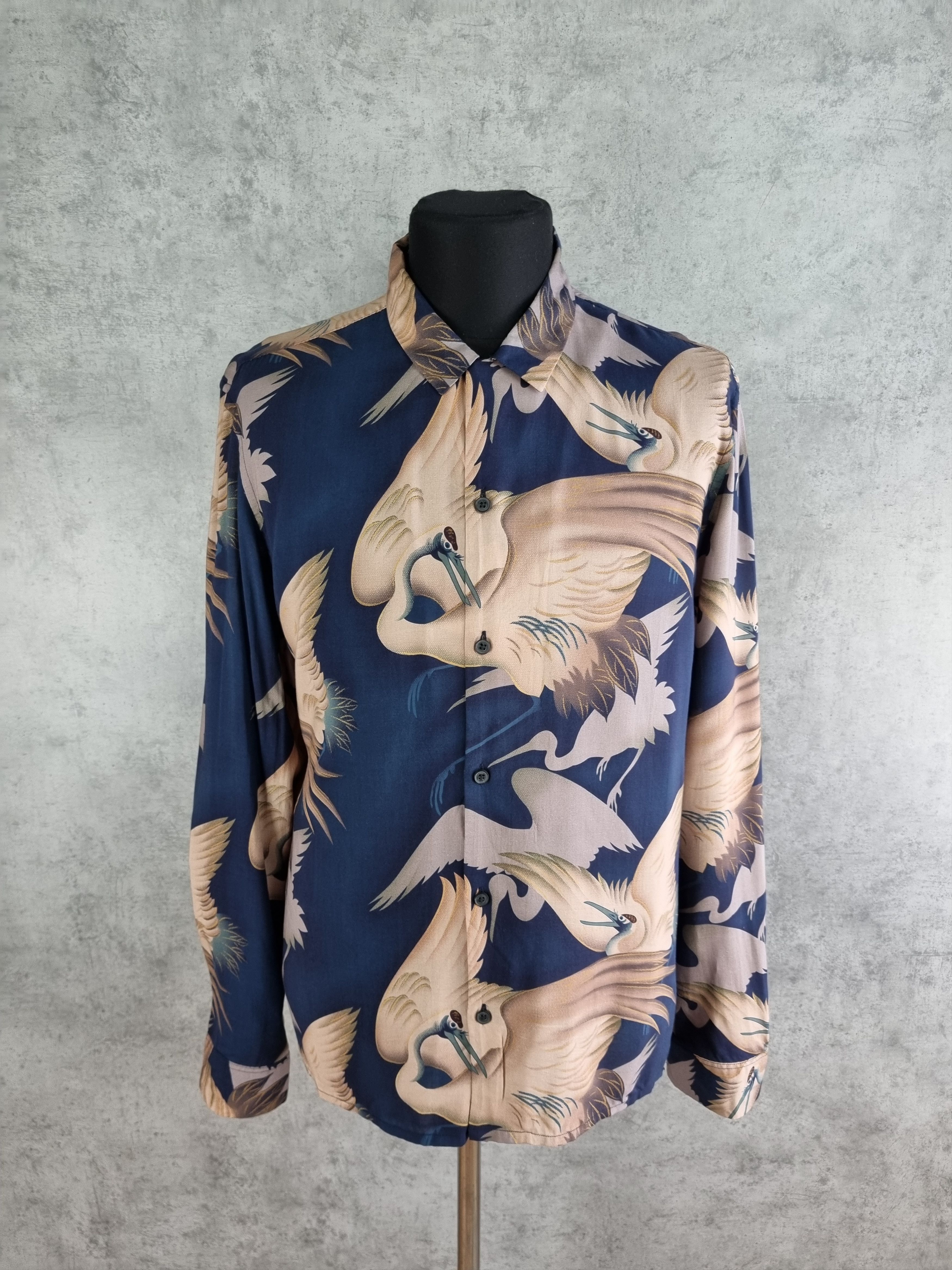 Allsaints Rare Allsaints Wader Bird Art Print Viscose Shirt Size US L / EU 52-54 / 3 - 4 Thumbnail