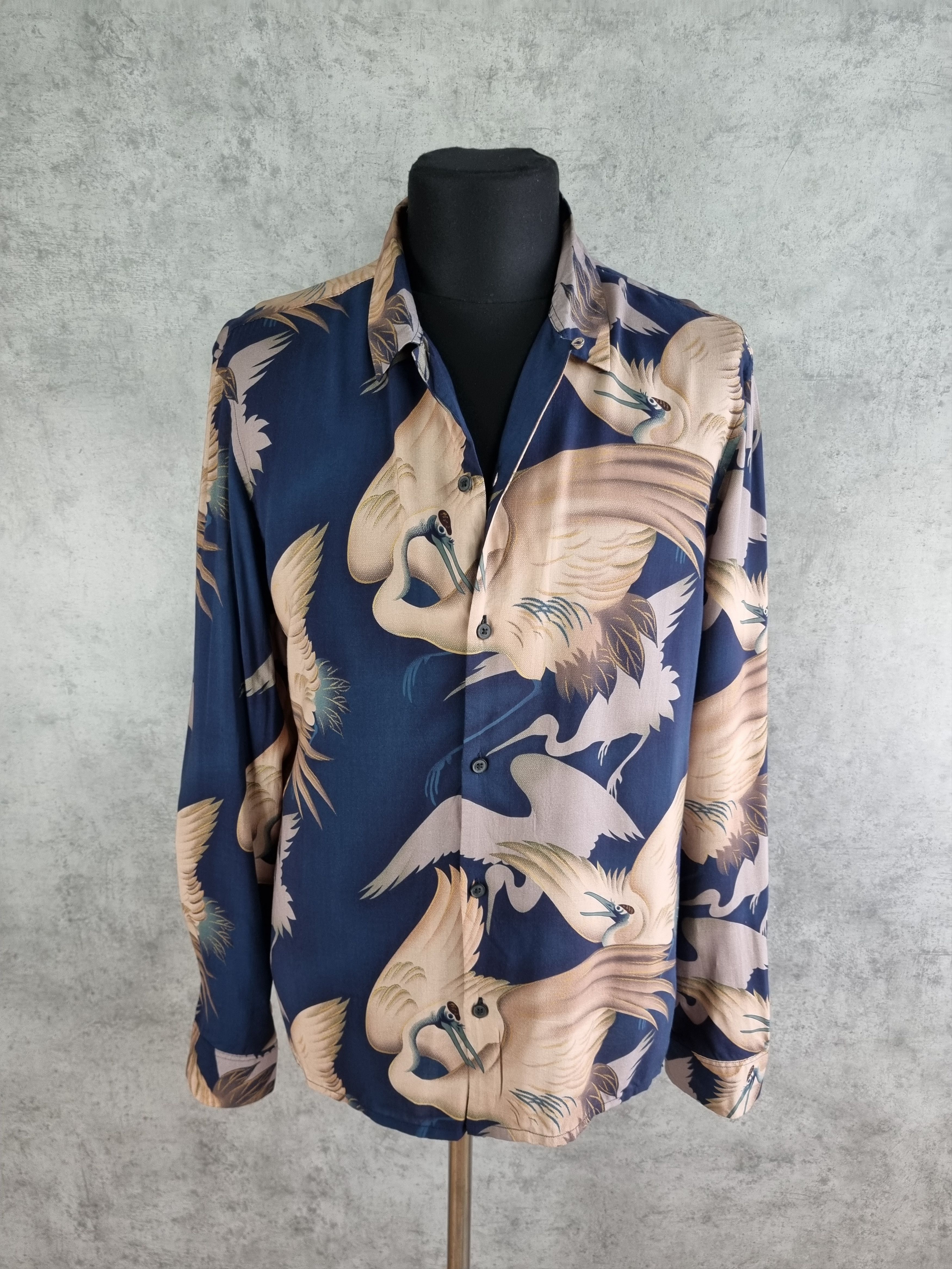 Allsaints Rare Allsaints Wader Bird Art Print Viscose Shirt Size US L / EU 52-54 / 3 - 5 Thumbnail