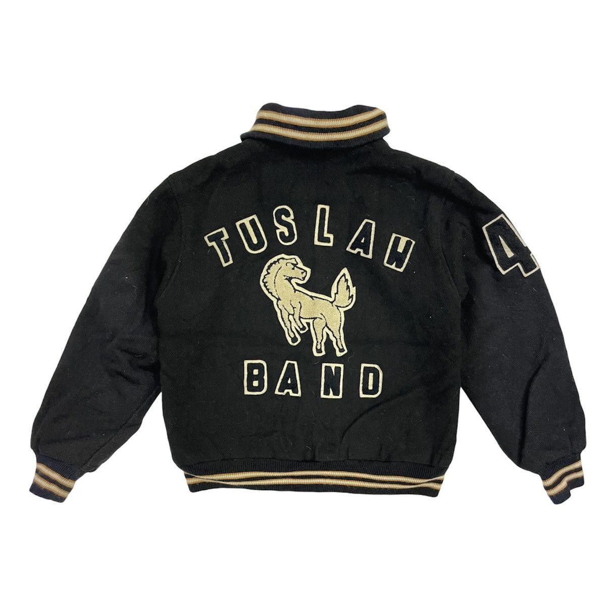 image of Vintage Dog House Tuslah Band Varsity Jacket in Black, Men's (Size Medium)