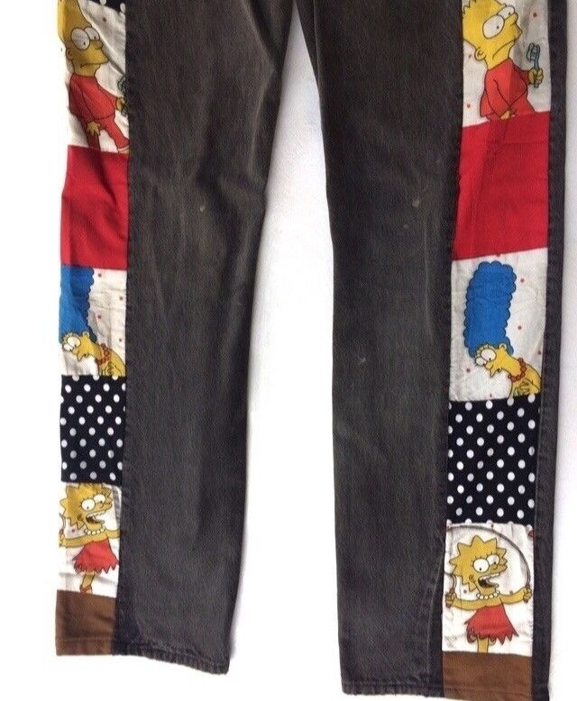 Levi's Made & Crafted Levi's 501 Patchwork Simpson Cartoon Striped Denim Pant Size US 32 / EU 48 - 3 Thumbnail