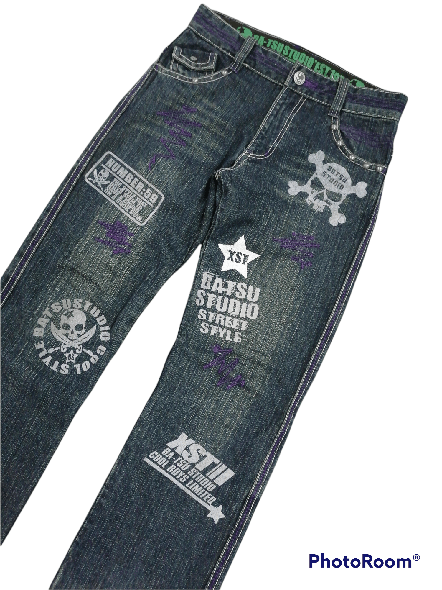 Hysteric Glamour Sickkk🔥Ba-tsu Studio Boys Rock Star Denim Pants⚡⚡⚡ Size US 27 - 3 Thumbnail