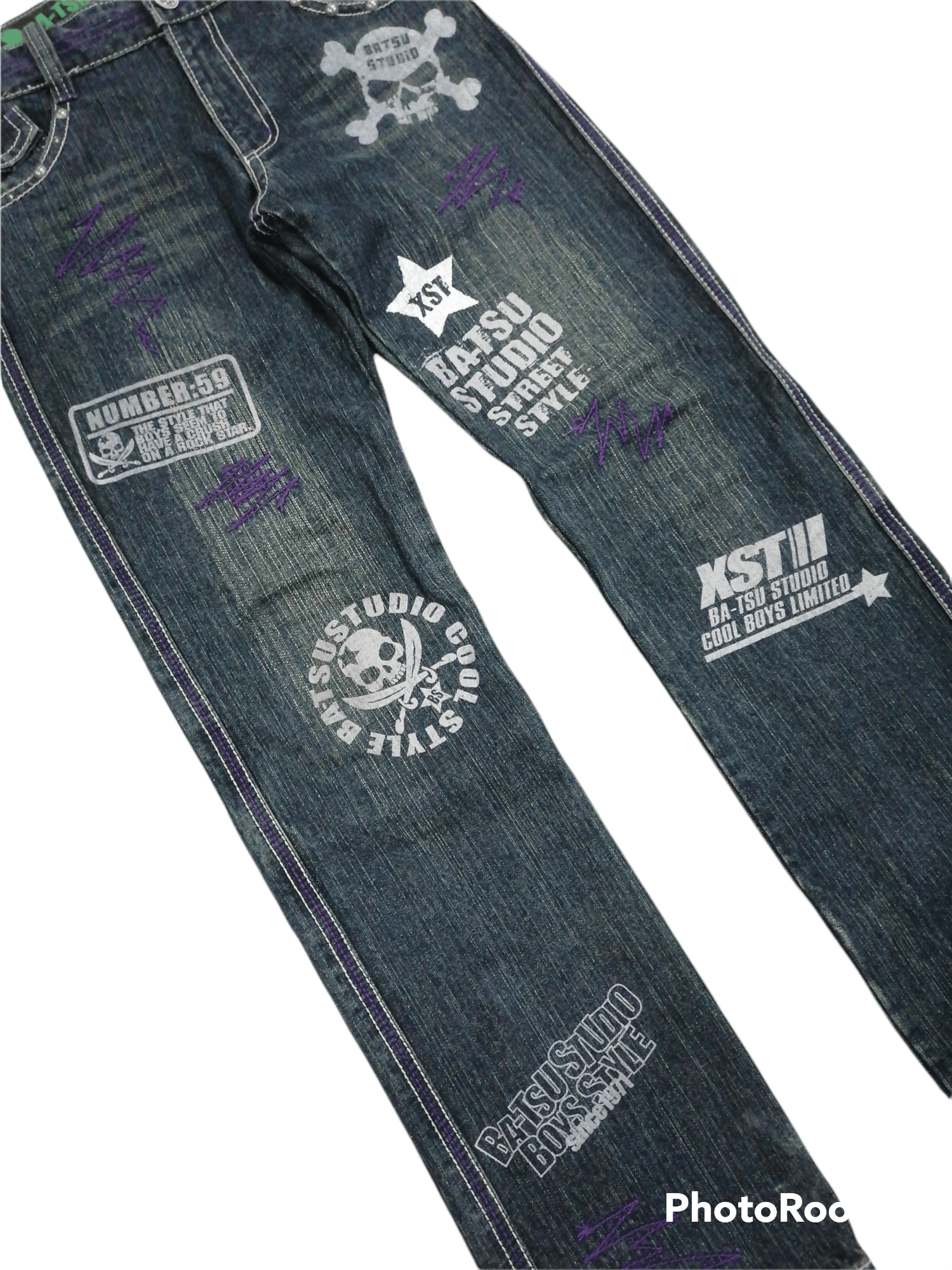 Hysteric Glamour Sickkk🔥Ba-tsu Studio Boys Rock Star Denim Pants⚡⚡⚡ Size US 27 - 4 Thumbnail