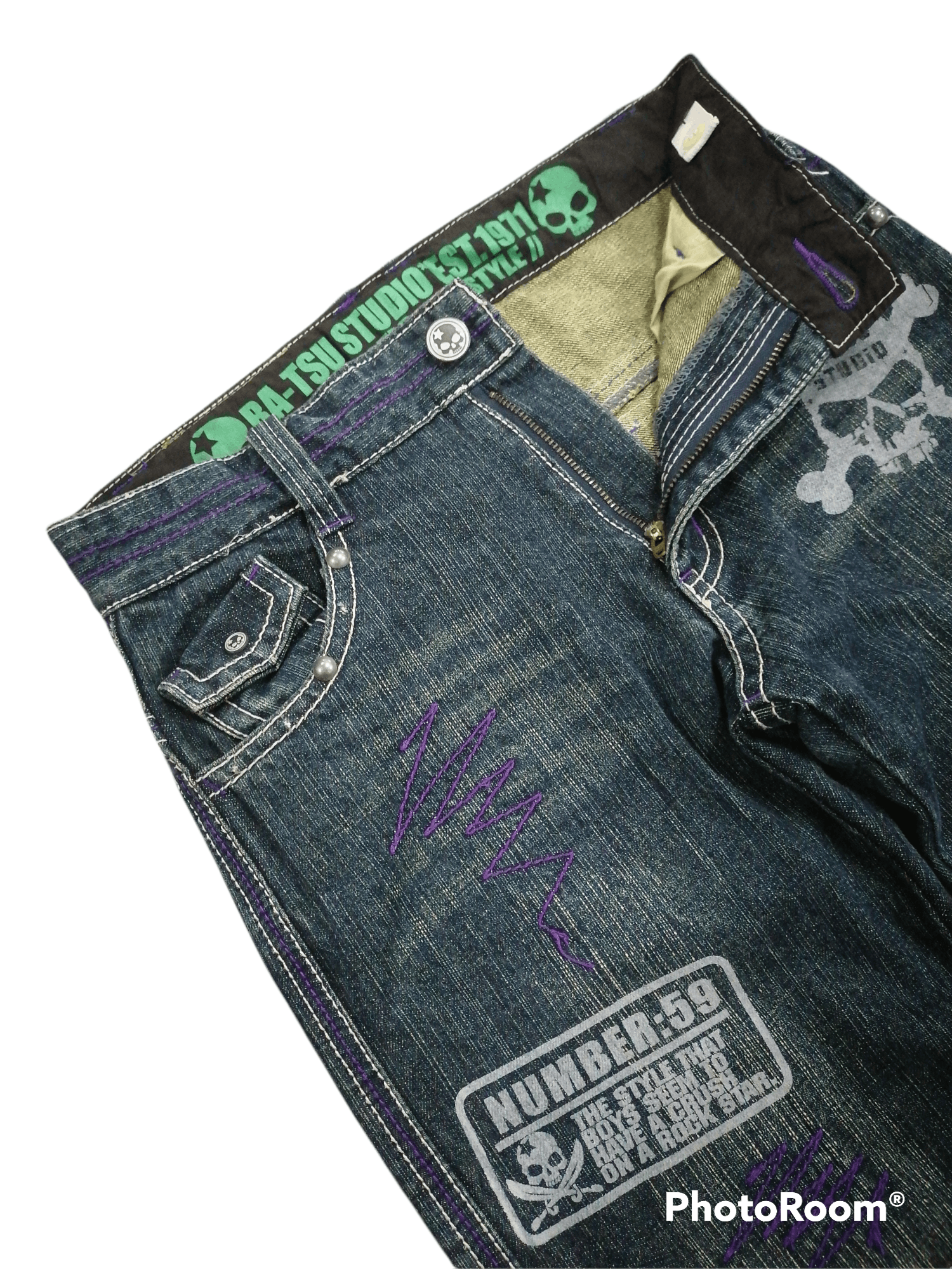 Hysteric Glamour Sickkk🔥Ba-tsu Studio Boys Rock Star Denim Pants⚡⚡⚡ Size US 27 - 5 Thumbnail