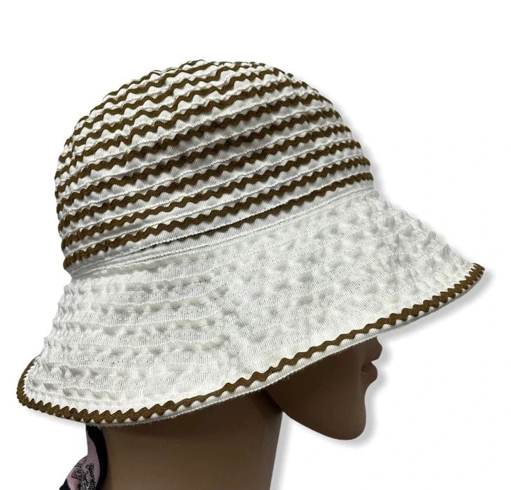 Givenchy Vintage GIVENCHY CHAPEAUX Acrylic-Poly Striped Bucket Hat Size ONE SIZE - 4 Thumbnail