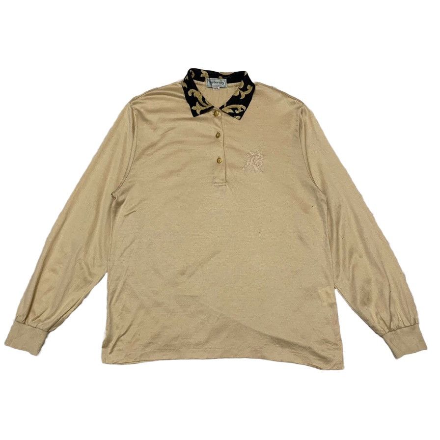 Burberry Vtg Burberrys Long Sleeve Collar Tee Made in Japan Size L / US 10 / IT 46 - 1 Thumbnail