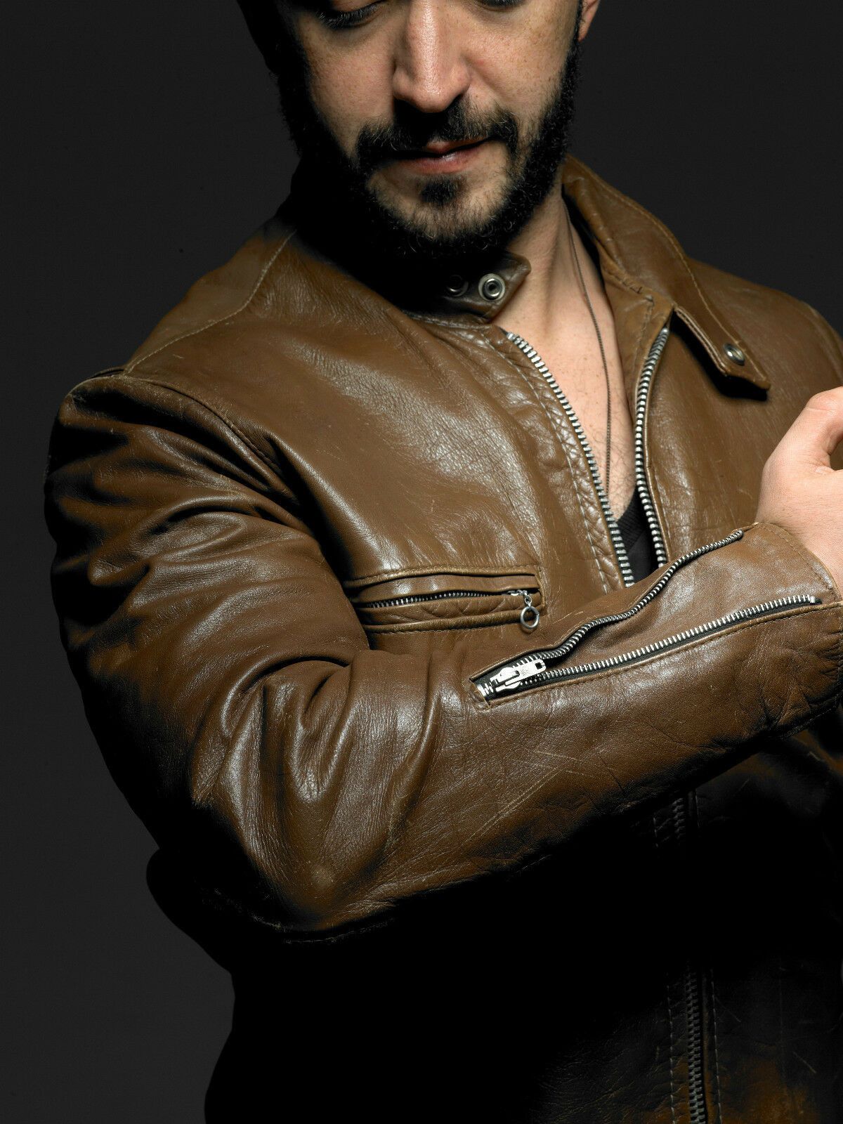 Other REED Brown cafe racer Leather jacket biker Size US L / EU 52-54 / 3 - 4 Thumbnail