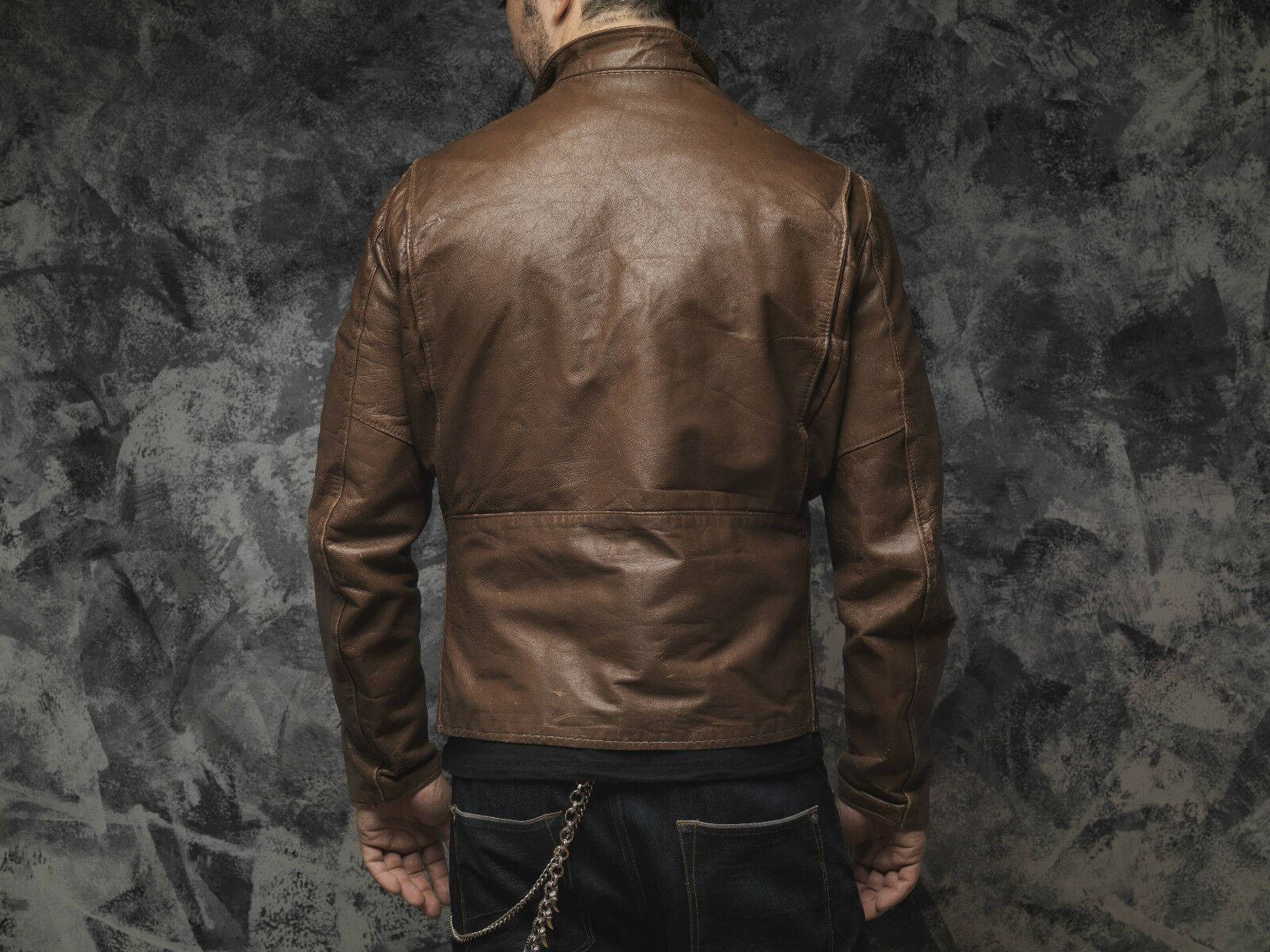 Other REED Brown cafe racer Leather jacket biker Size US L / EU 52-54 / 3 - 7 Thumbnail