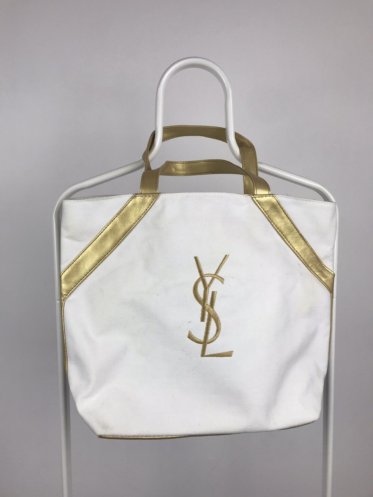 Vintage × Yves Saint Laurent Vintage Yves Saint Laurent Parfums Big Logo Canvas Tote Bag Size ONE SIZE - 1 Thumbnail
