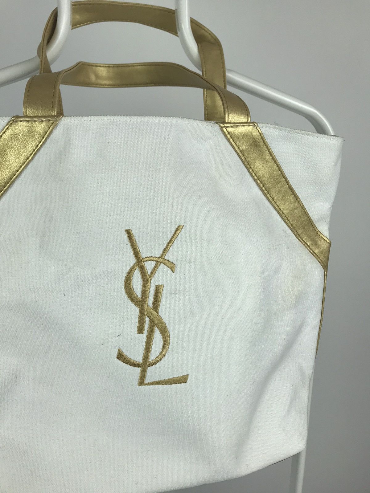 Vintage × Yves Saint Laurent Vintage Yves Saint Laurent Parfums Big Logo Canvas Tote Bag Size ONE SIZE - 2 Thumbnail