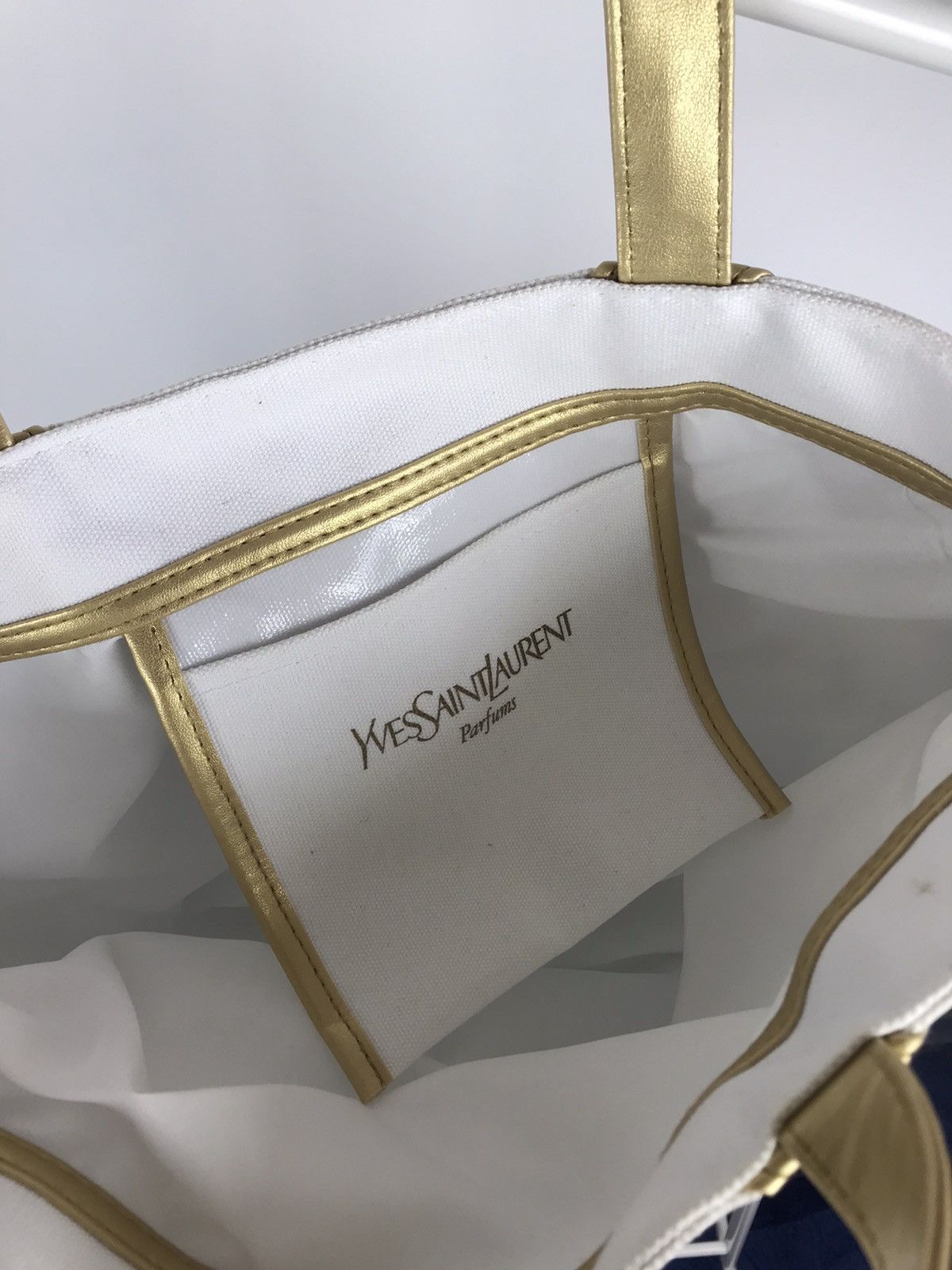 Vintage × Yves Saint Laurent Vintage Yves Saint Laurent Parfums Big Logo Canvas Tote Bag Size ONE SIZE - 4 Thumbnail
