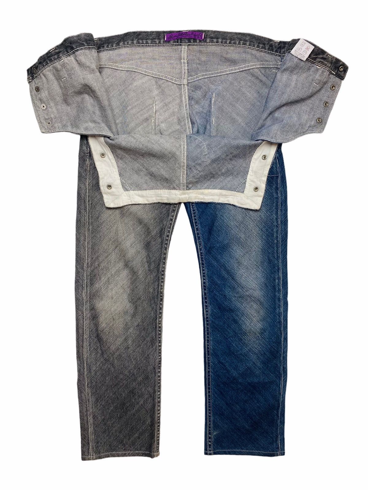 20471120 2000s Alexander Lee Chang - Front Flap Split Denim Pants Size US 29 - 1 Thumbnail