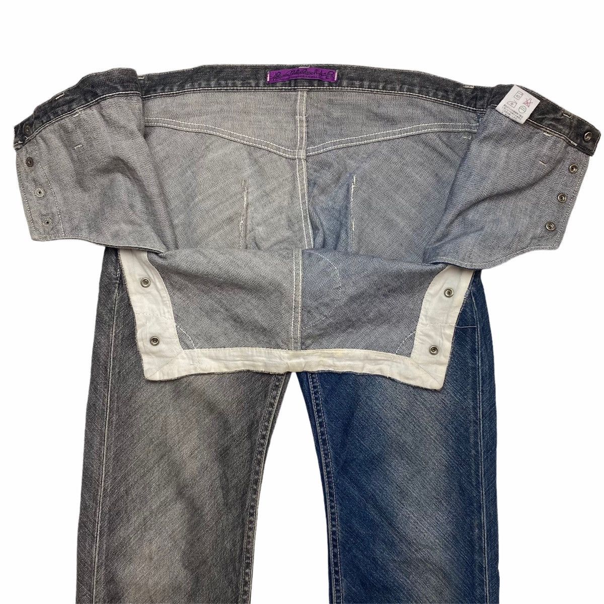 20471120 2000s Alexander Lee Chang - Front Flap Split Denim Pants Size US 29 - 4 Thumbnail