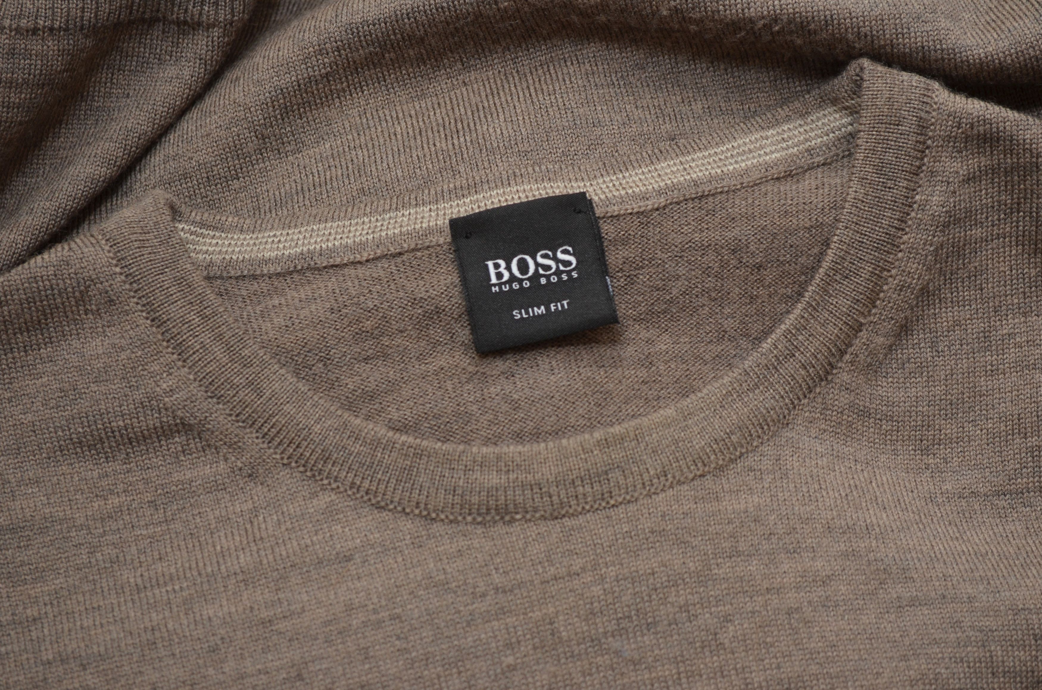 Designer × Hugo Boss Hugo Boss Brown Lana Wool crew neck brown sweater Slim Fit Size US XL / EU 56 / 4 - 10 Thumbnail