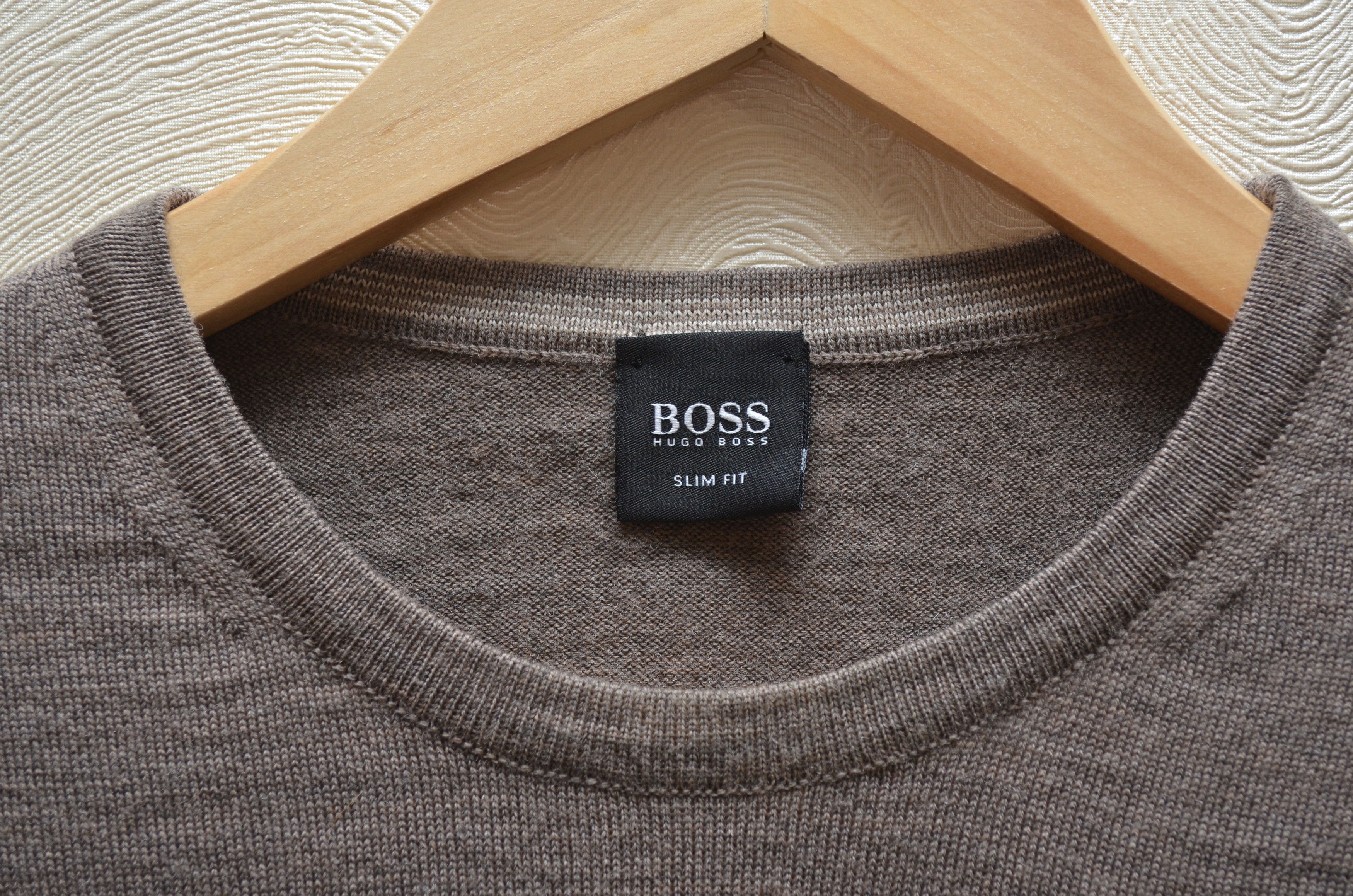 Designer × Hugo Boss Hugo Boss Brown Lana Wool crew neck brown sweater Slim Fit Size US XL / EU 56 / 4 - 5 Thumbnail
