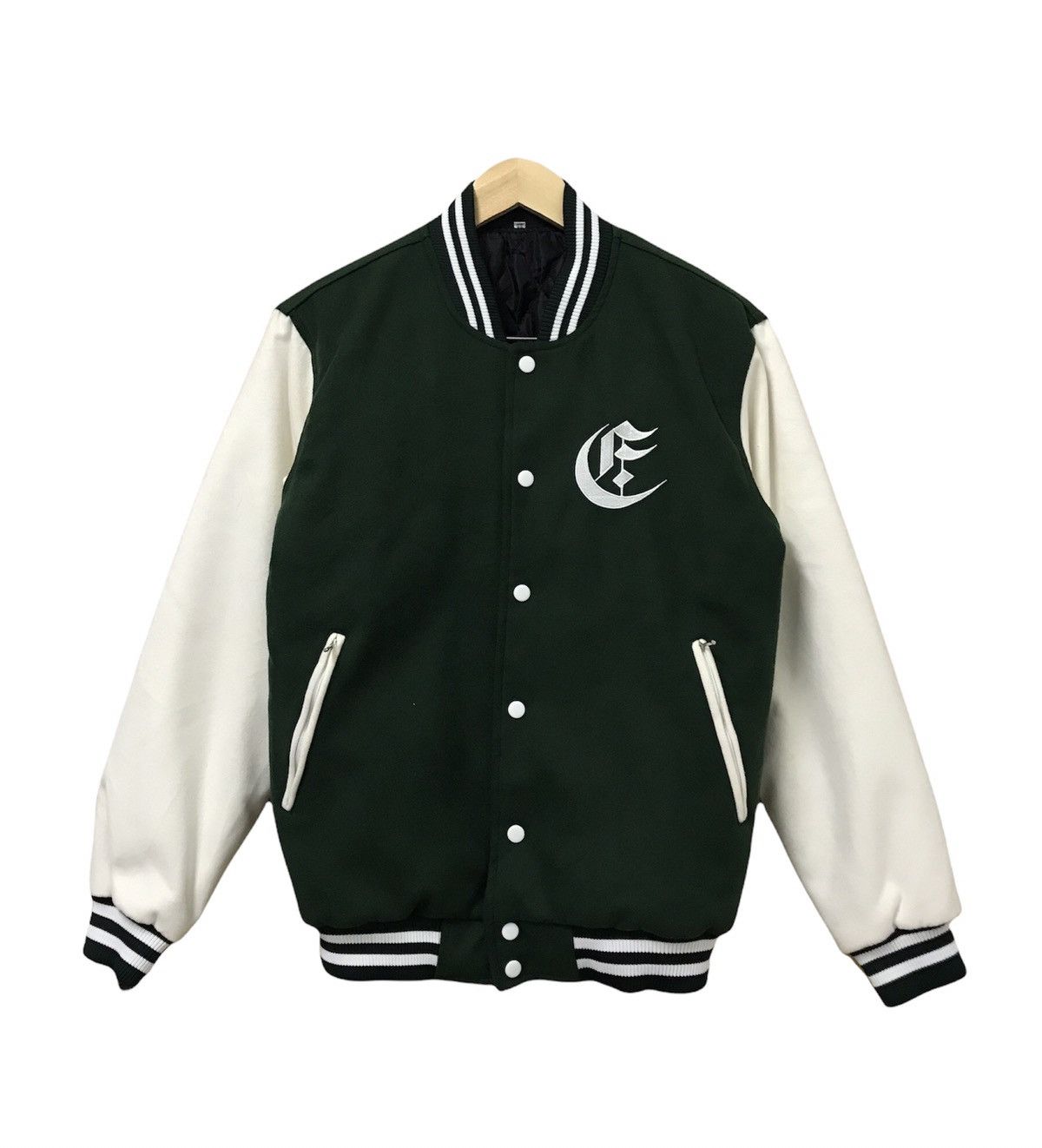 Nice❗️Unknown Brand Minimalist Style Wool Varsity Jacket
