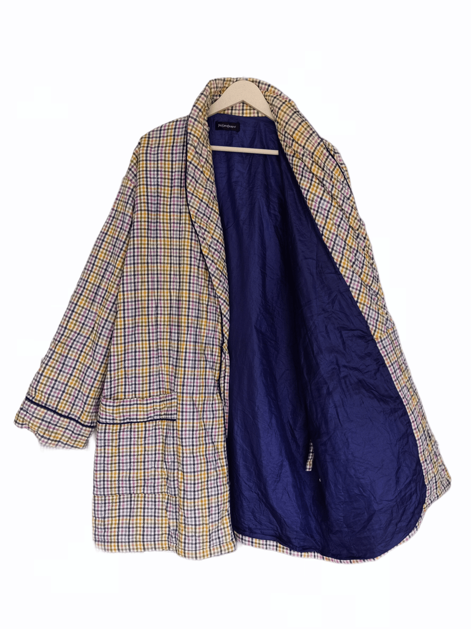 Yves Saint Laurent Vintage YSL Checkered Bathrobe Size US XL / EU 56 / 4 - 1 Thumbnail