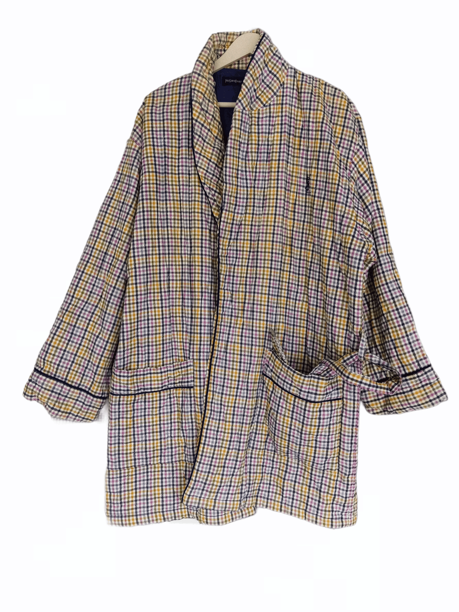 Yves Saint Laurent Vintage YSL Checkered Bathrobe Size US XL / EU 56 / 4 - 2 Thumbnail