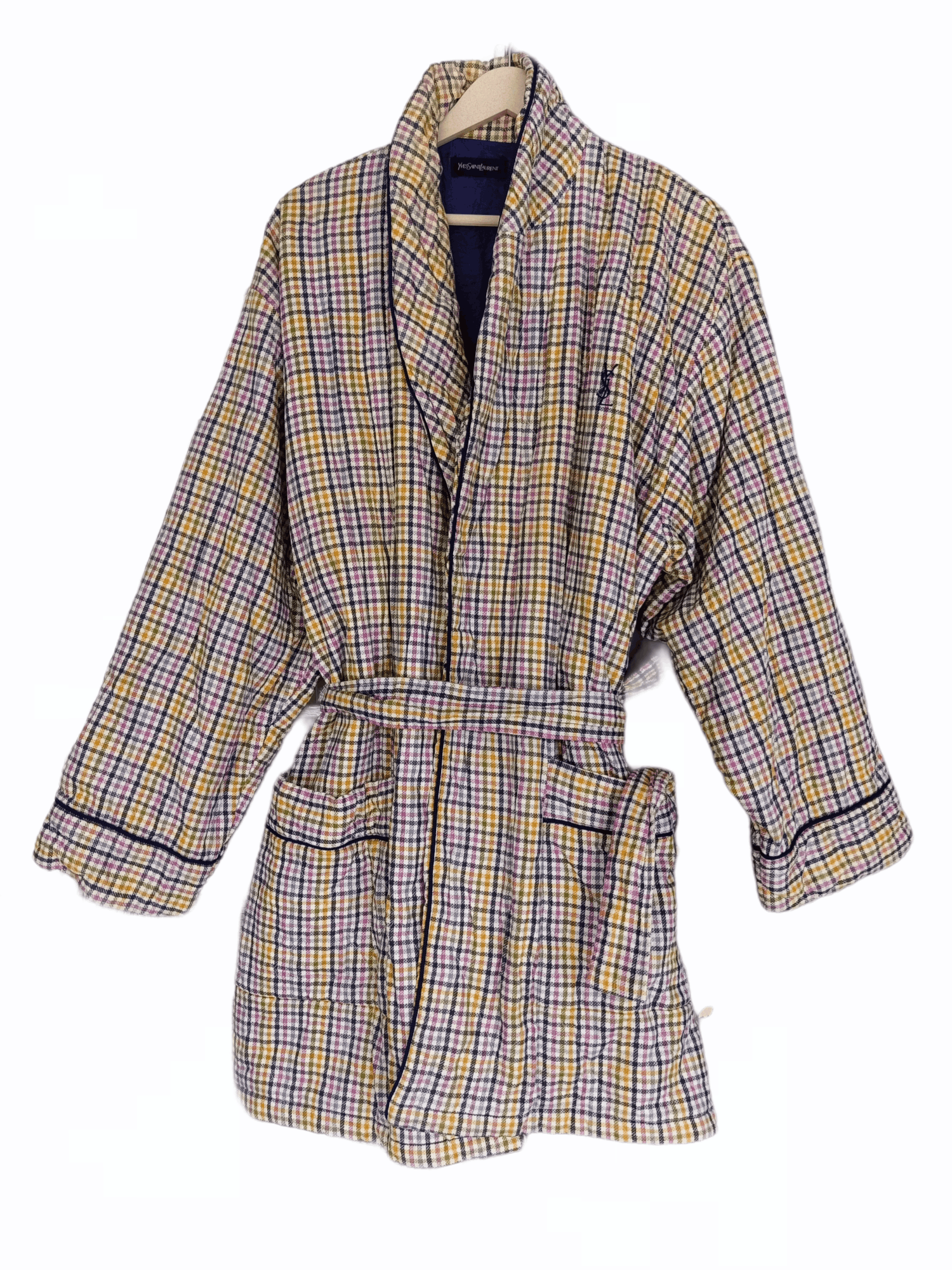 Yves Saint Laurent Vintage YSL Checkered Bathrobe Size US XL / EU 56 / 4 - 3 Thumbnail