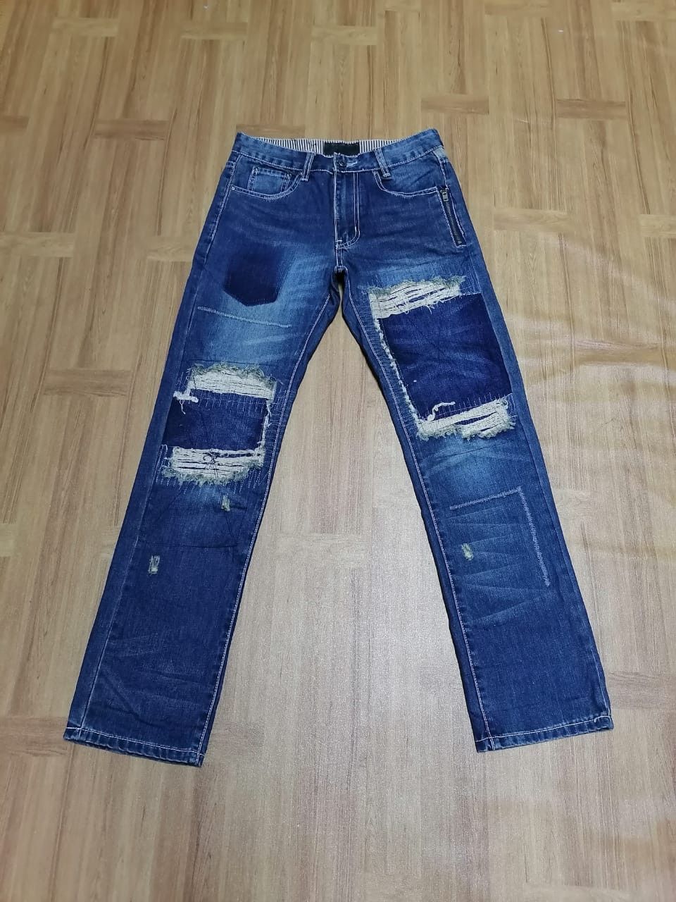 Other Road Dawgs Patchwork Distressed Denim Jeans Size US 30 / EU 46 - 1 Thumbnail