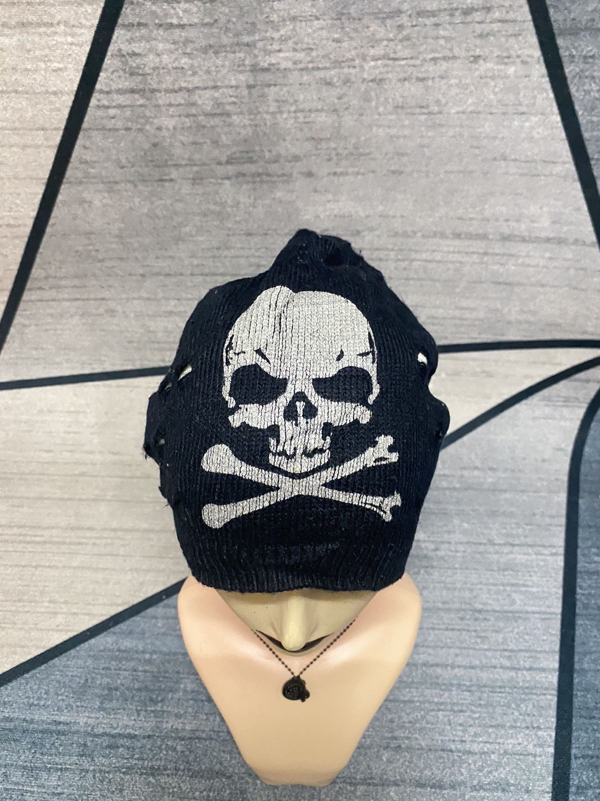 Japanese Brand Unknown Skeleton Skull Reversible Distressed Design Beanie Size ONE SIZE - 2 Thumbnail