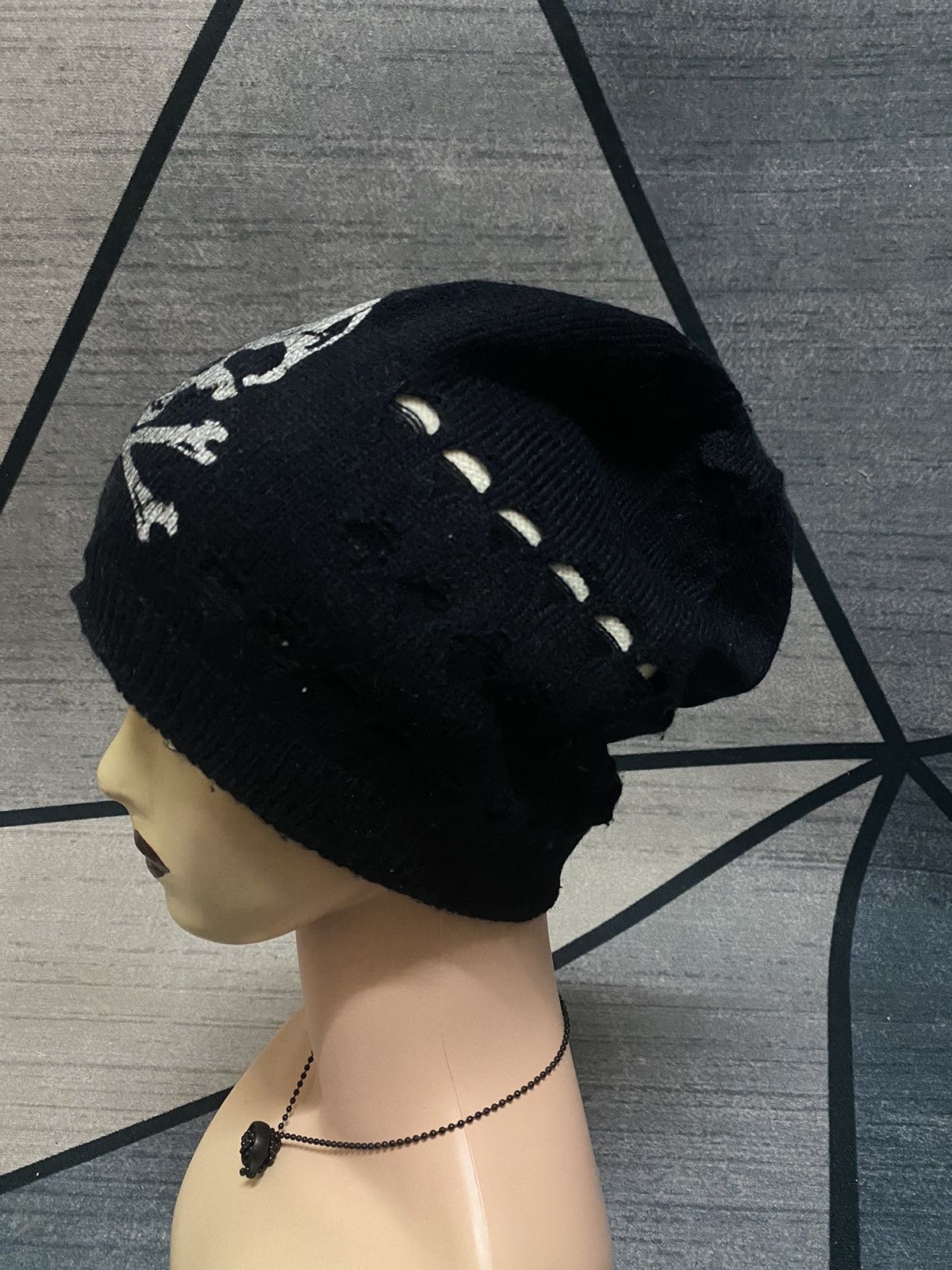 Japanese Brand Unknown Skeleton Skull Reversible Distressed Design Beanie Size ONE SIZE - 4 Thumbnail