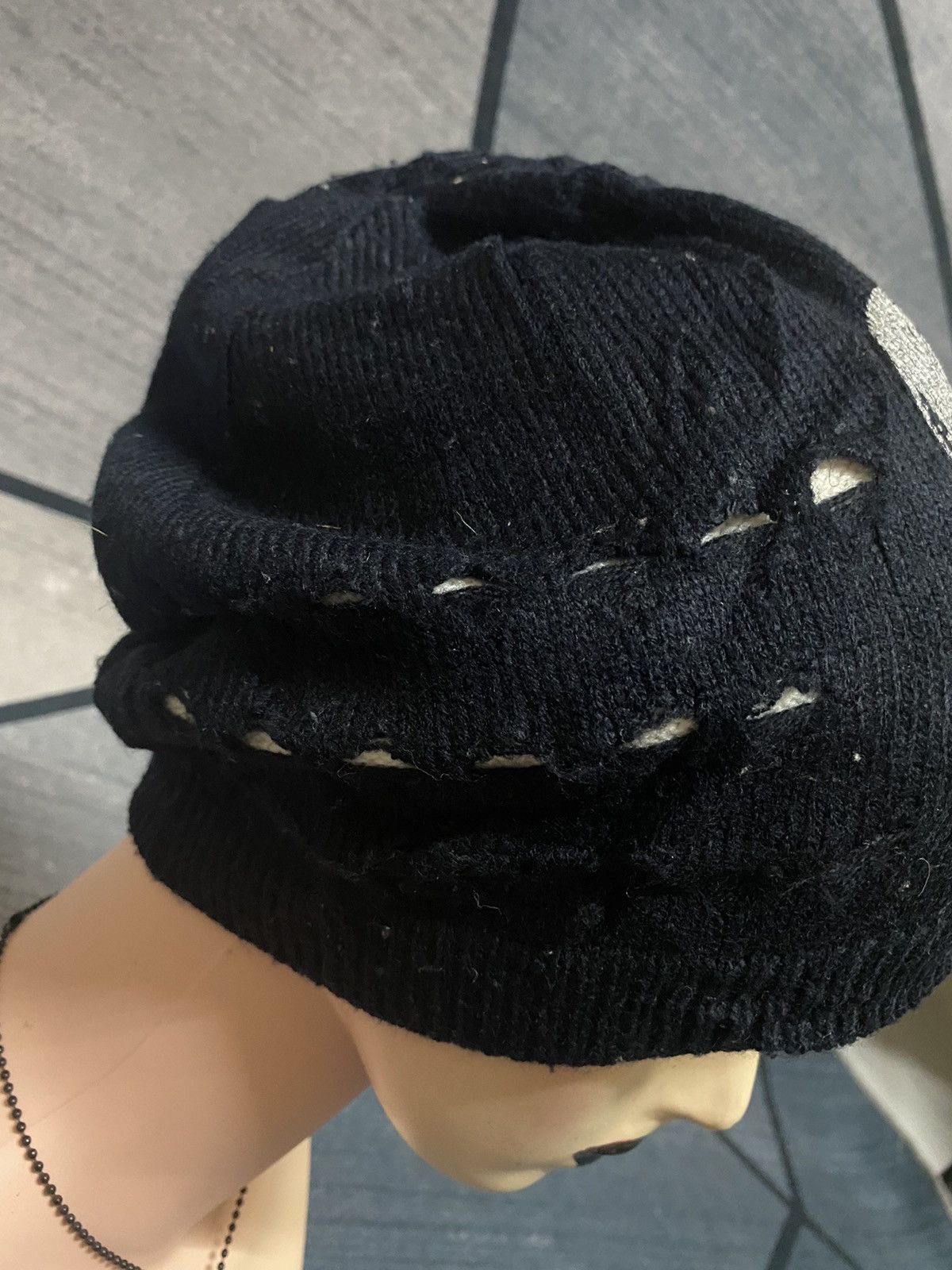 Japanese Brand Unknown Skeleton Skull Reversible Distressed Design Beanie Size ONE SIZE - 6 Thumbnail