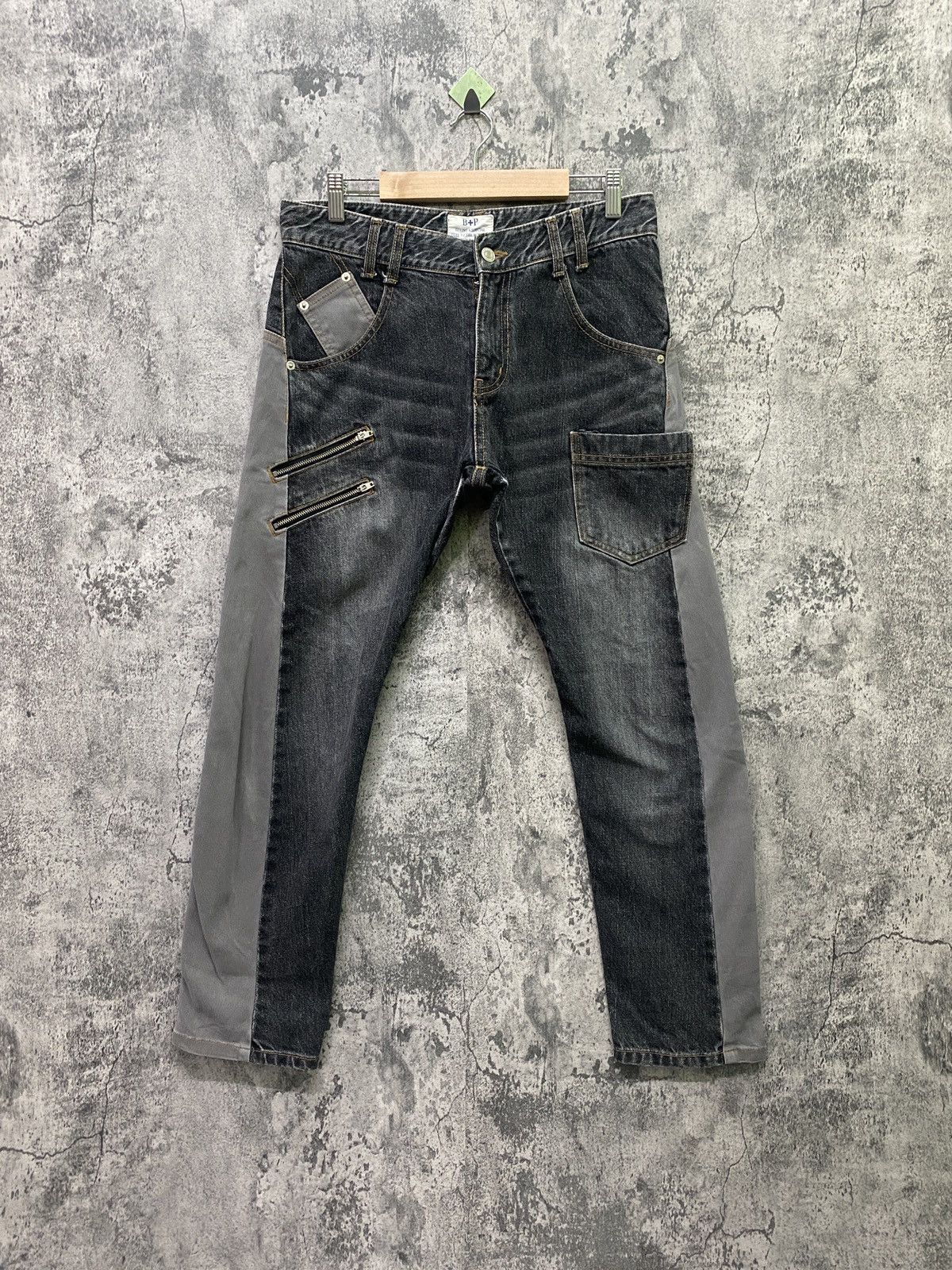 image of Designer Bethplace Reconstructed Jean And Corduroy Buckle Denim in Black Grey, Men's (Size 31)