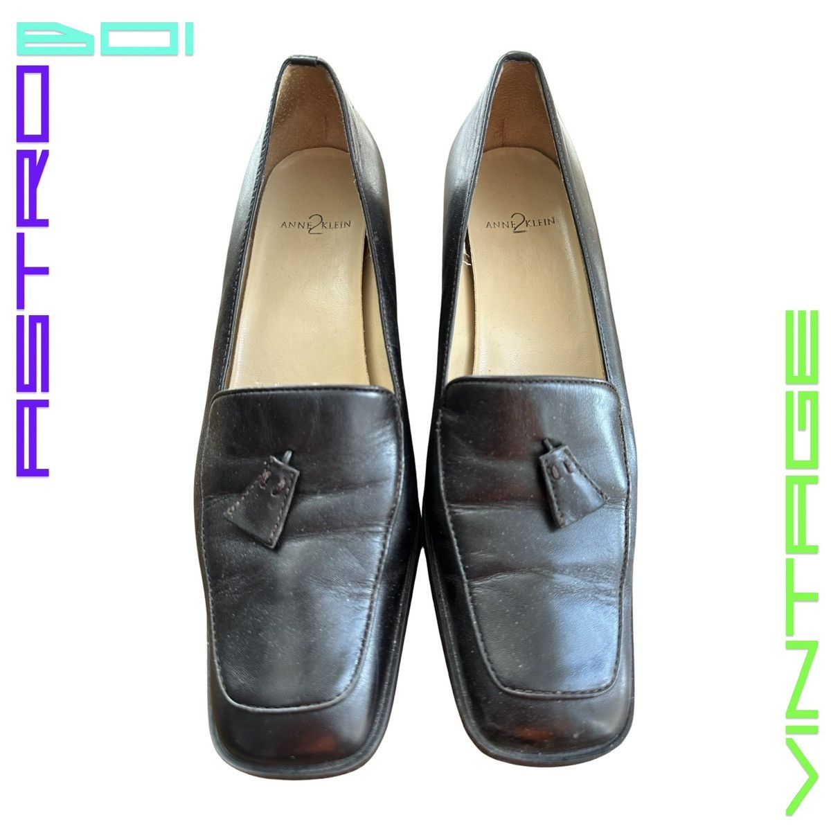 Leather VINTAGE ANNE KLEIN BLACK SECRETARY LEATHER LOAFERS 6.5 | Grailed