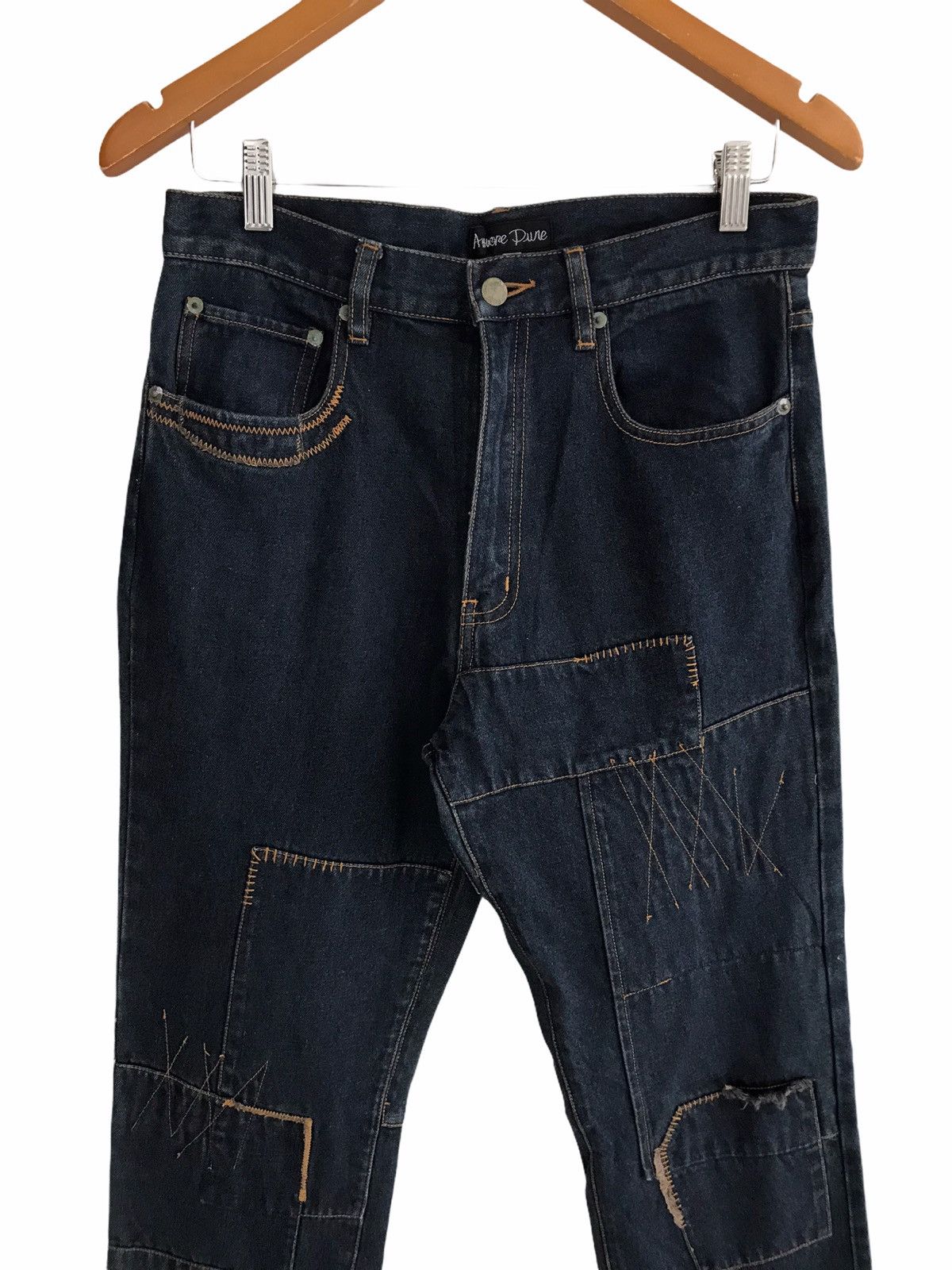 Japanese Brand Japanese Designer Amore Pure Patchwork Blue Denim Jeans Size US 30 / EU 46 - 2 Thumbnail