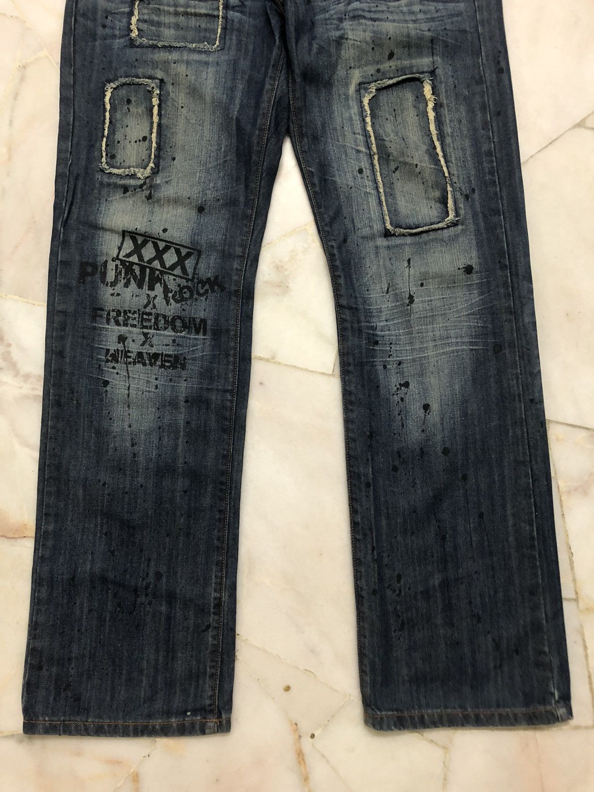 Hysteric Glamour × Japanese Brand × Seditionaries RARE!! PUNK MINISTRY PATCHWORK DESIGNS PAINTED DENIM JEANS Size US 30 / EU 46 - 6 Thumbnail