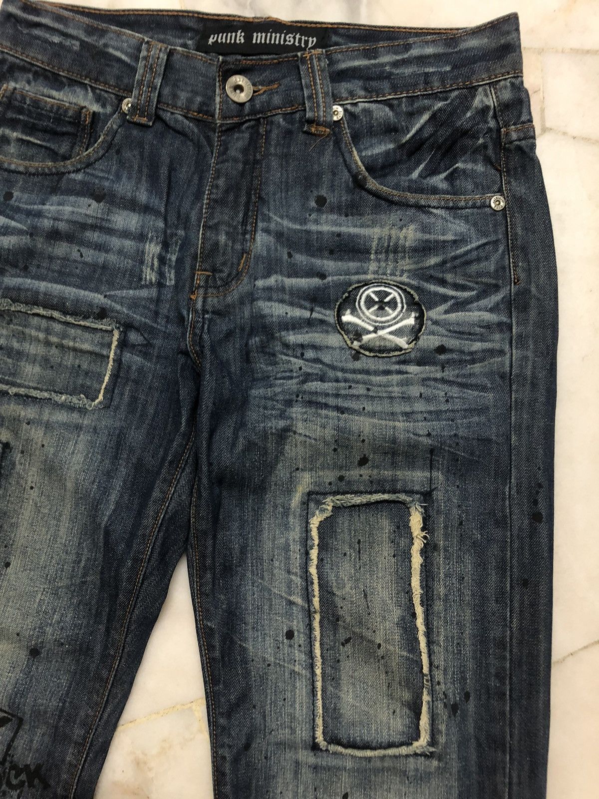 Hysteric Glamour × Japanese Brand × Seditionaries RARE!! PUNK MINISTRY PATCHWORK DESIGNS PAINTED DENIM JEANS Size US 30 / EU 46 - 9 Thumbnail