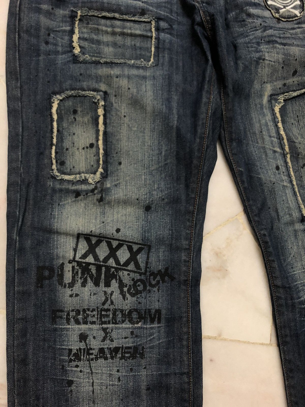 Hysteric Glamour × Japanese Brand × Seditionaries RARE!! PUNK MINISTRY PATCHWORK DESIGNS PAINTED DENIM JEANS Size US 30 / EU 46 - 10 Thumbnail