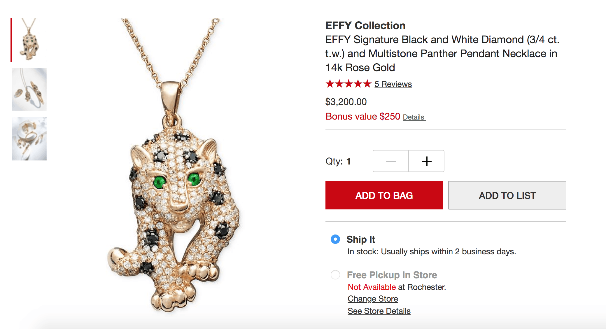 Jewelry RETAIL:$2,240.00 14k White Gold Diamond & Emerald Pendant Size 26 - 2 Thumbnail