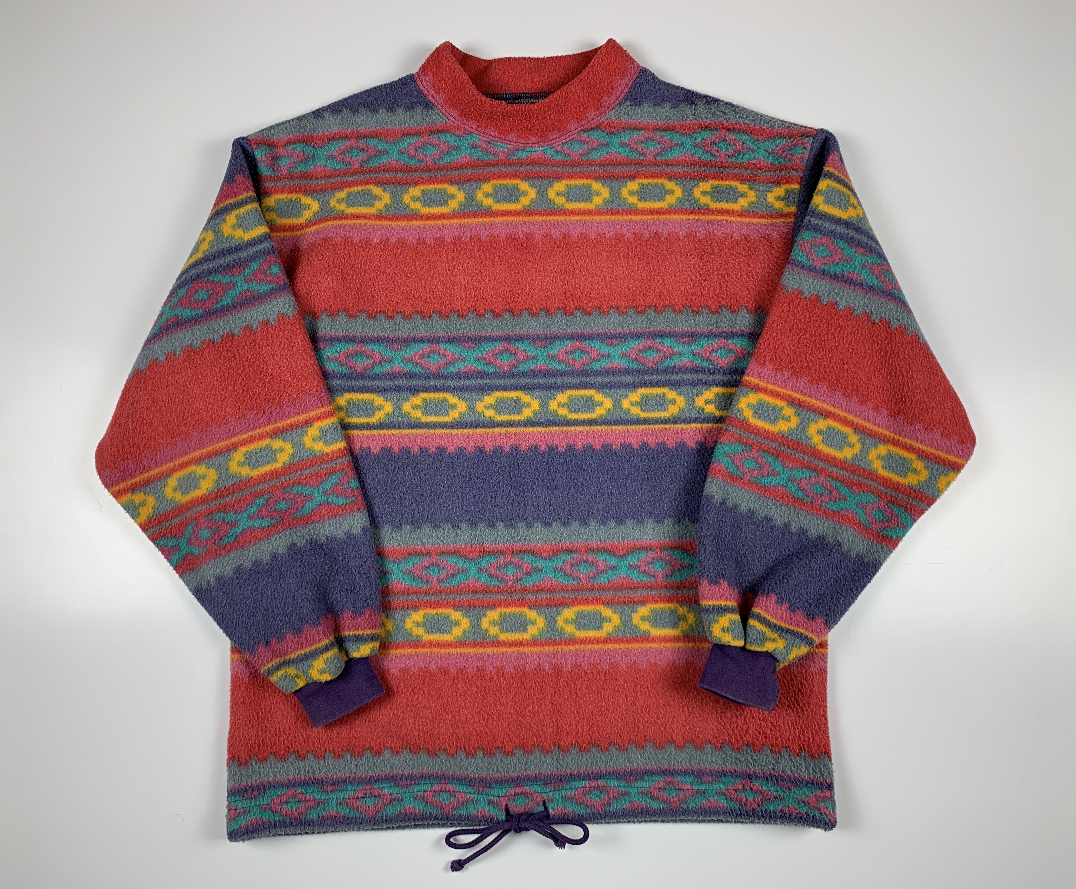 Vintage 90's Outborn Vintage Aztec Fleece Sweater Size US M / EU 48-50 / 2 - 2 Thumbnail