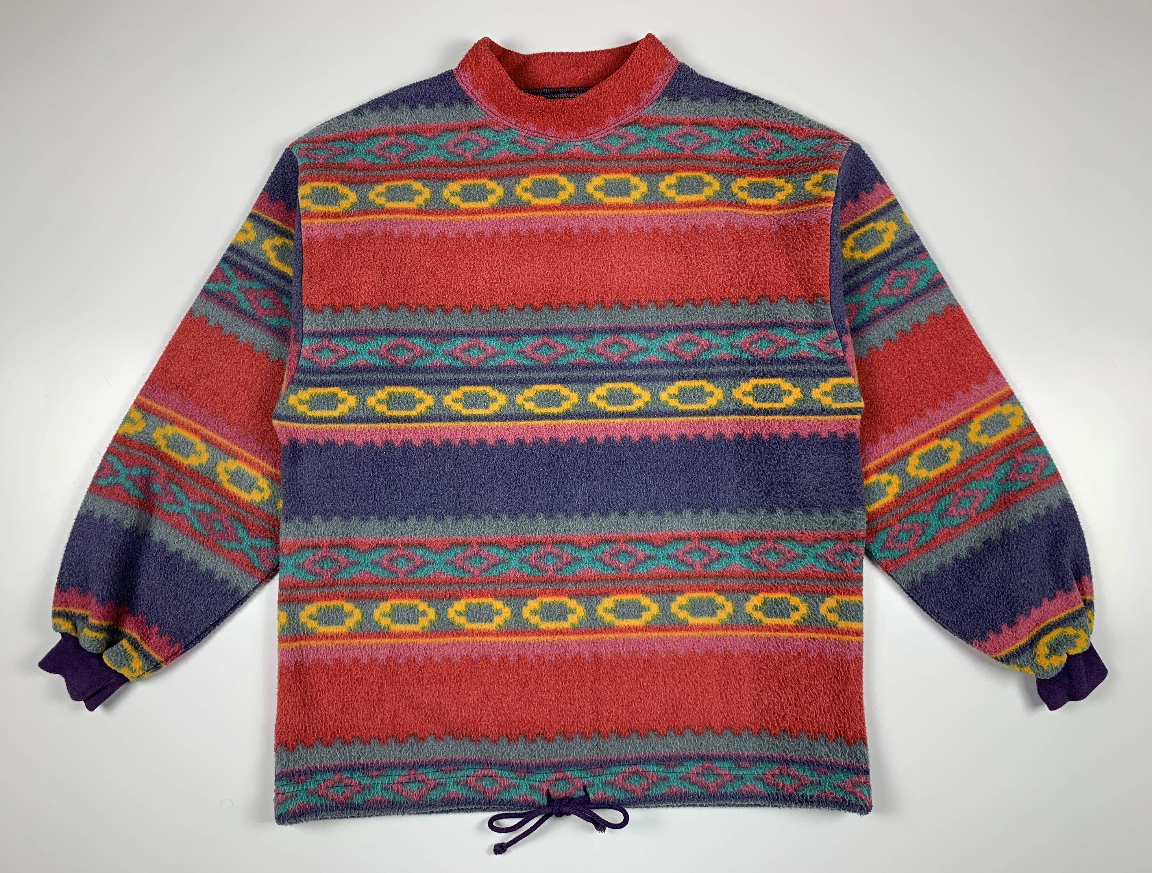 Vintage 90's Outborn Vintage Aztec Fleece Sweater Size US M / EU 48-50 / 2 - 1 Thumbnail