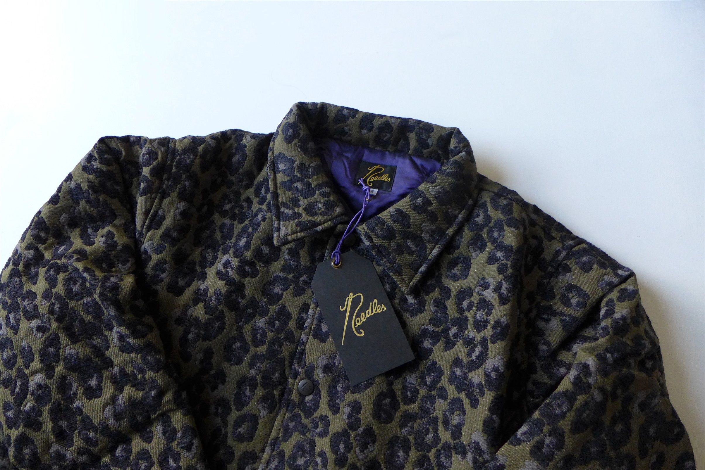 Needles Needles Oversized Leopard Print Coach Jacket: Olive Jacquard Size US S / EU 44-46 / 1 - 7 Thumbnail