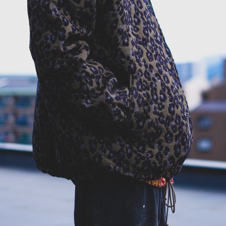 Needles Needles Oversized Leopard Print Coach Jacket: Olive Jacquard Size US S / EU 44-46 / 1 - 2 Thumbnail