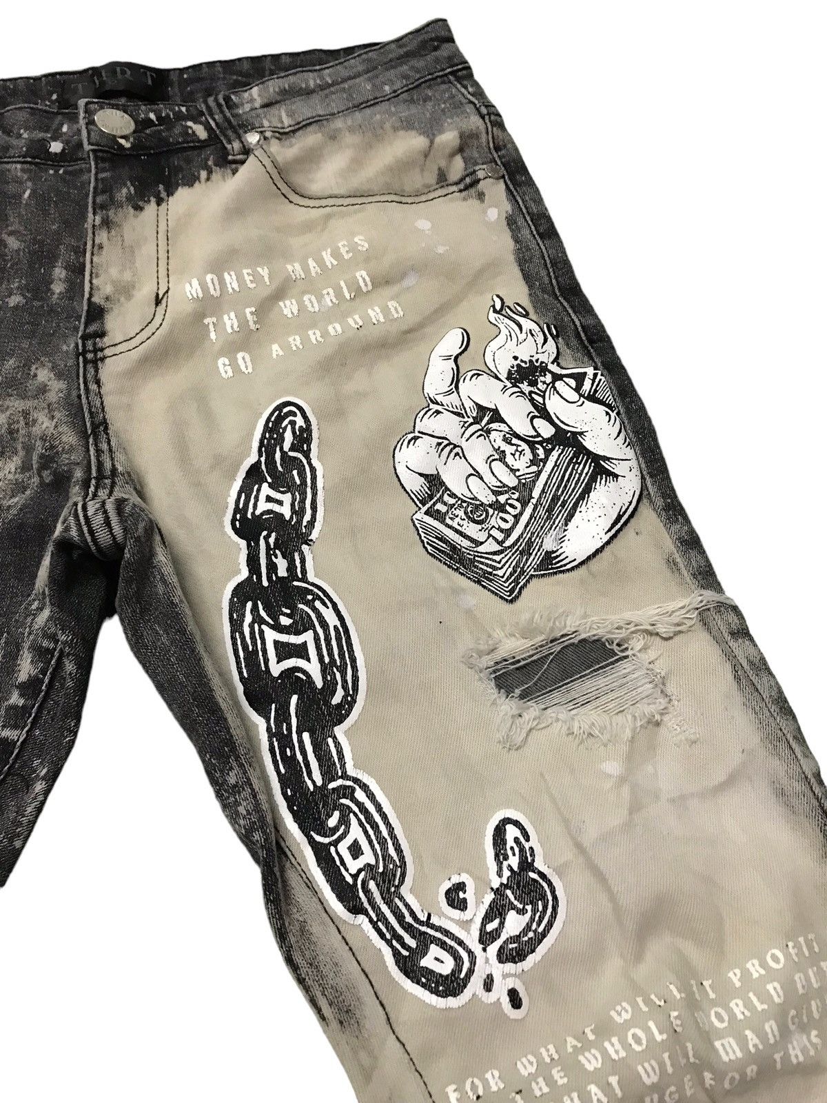 Hysteric Glamour × Japanese Brand 🔥🔥THRT Skull Fullprint Distressed Punk Style Jeans Very Rare Size US 30 / EU 46 - 6 Thumbnail