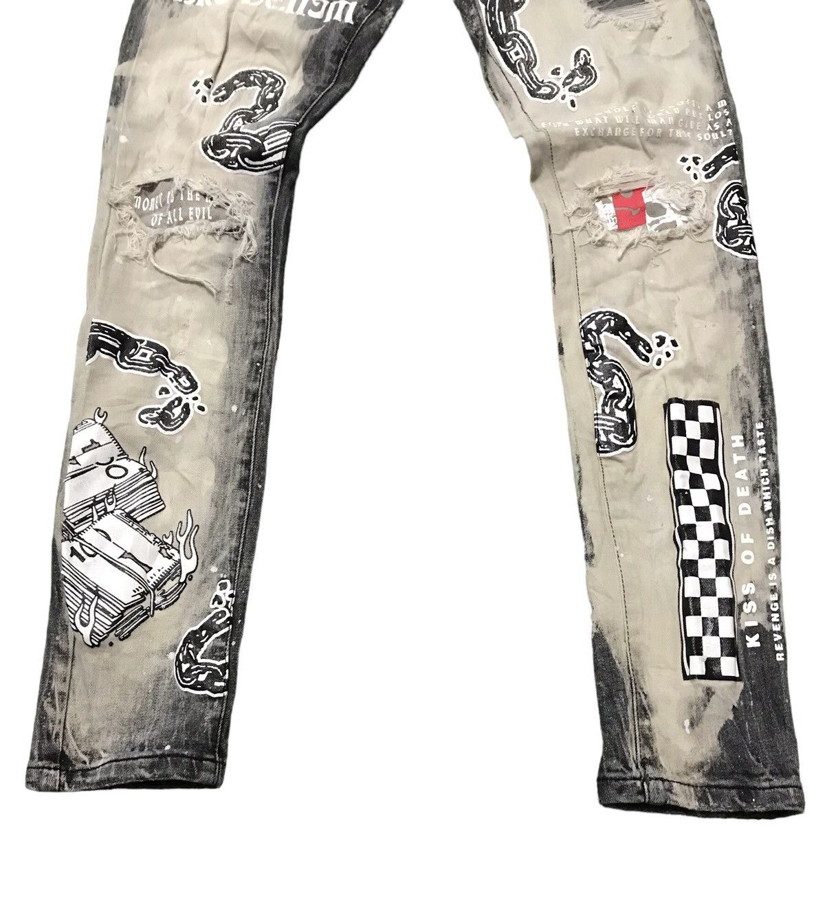 Hysteric Glamour × Japanese Brand 🔥🔥THRT Skull Fullprint Distressed Punk Style Jeans Very Rare Size US 30 / EU 46 - 3 Thumbnail
