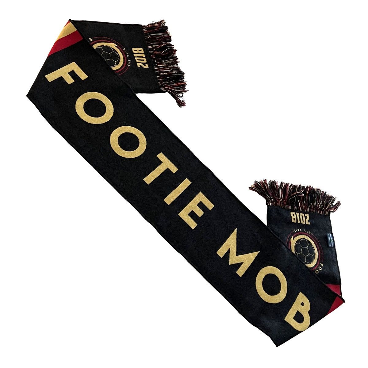 Vintage Footie Mob 2018 Red & Gold Stripe ATL UTD Supporters Scarf Size ONE SIZE - 2 Thumbnail