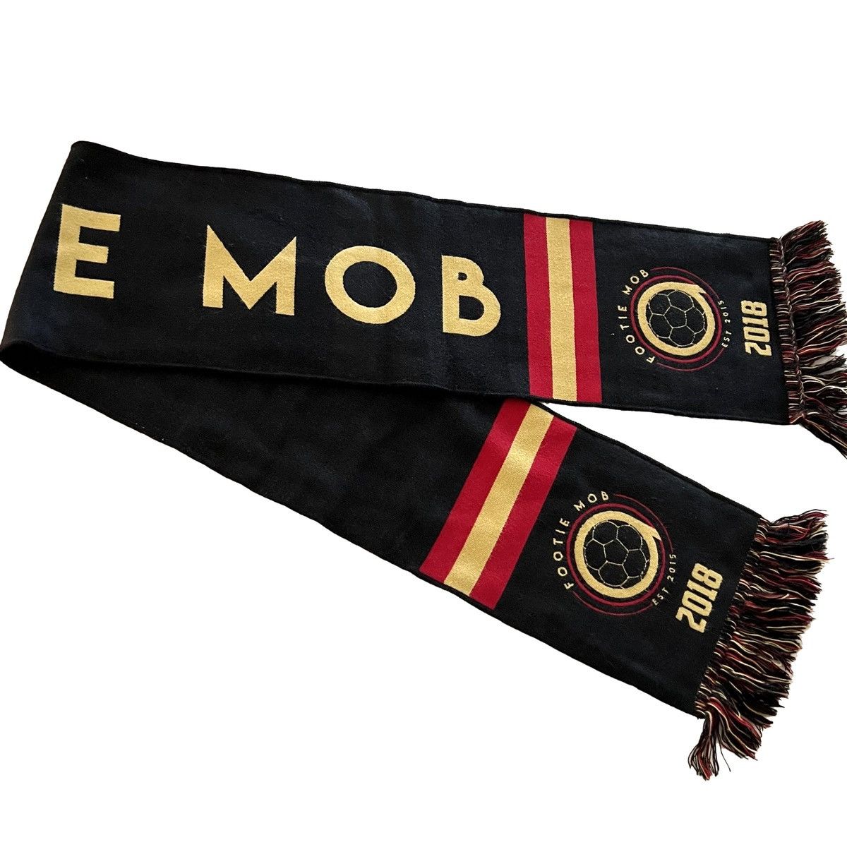 Vintage Footie Mob 2018 Red & Gold Stripe ATL UTD Supporters Scarf Size ONE SIZE - 3 Thumbnail