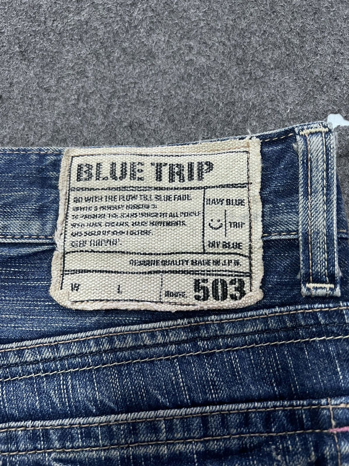 Japanese Brand FLARED💥EDWIN 503 BLUE TRIP DISTRESSED DENIM PANT Size US 33 - 8 Thumbnail