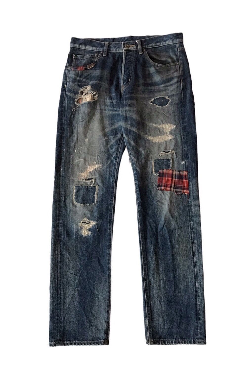 Takeo Kikuchi TAKEO KIKUCHI DESTROYED PATCHWORK JEANS Size US 32 / EU 48 - 1 Thumbnail